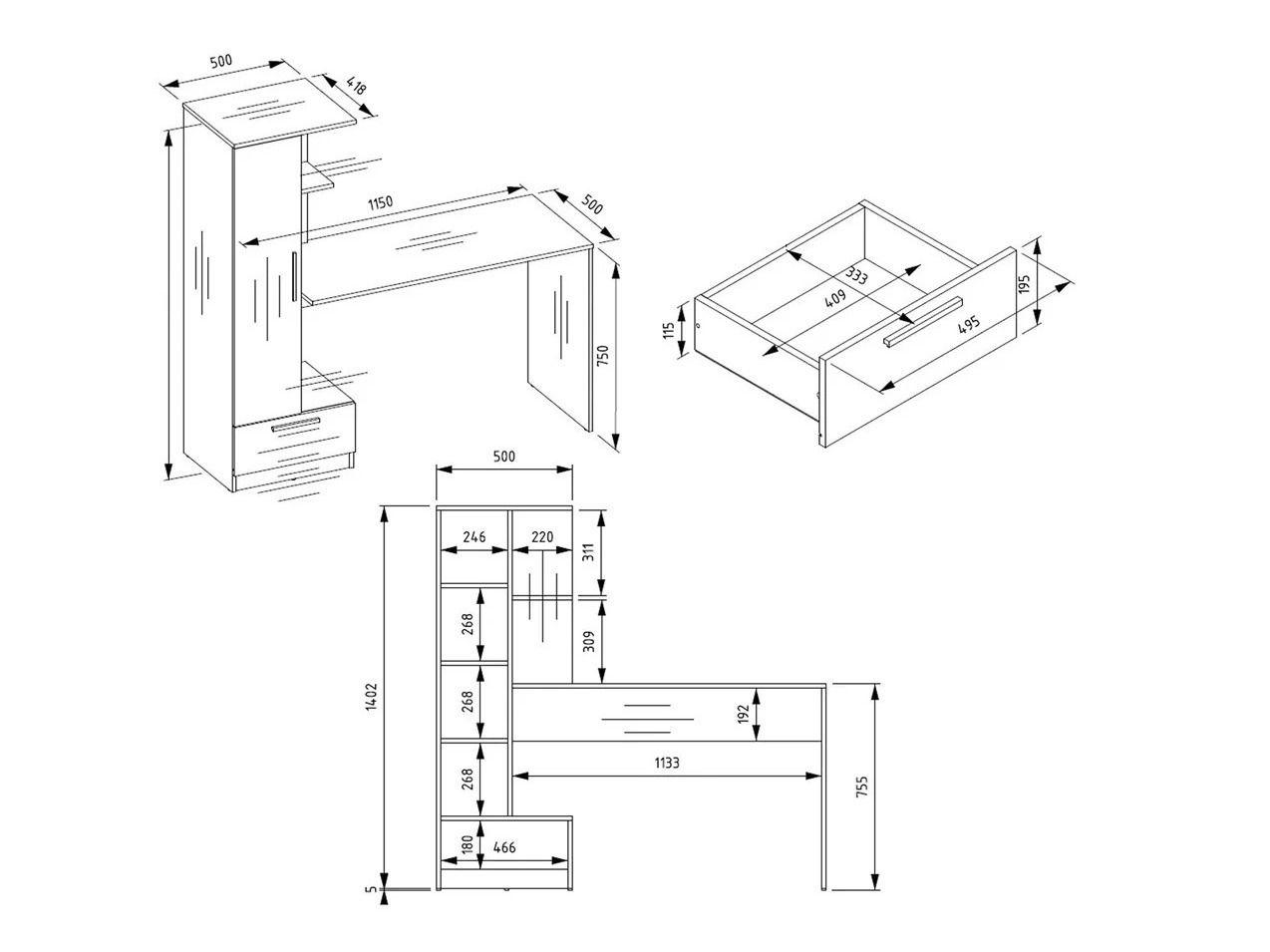 Bürotisch Mandeville 321 (Sonoma Eichenholzoptik)