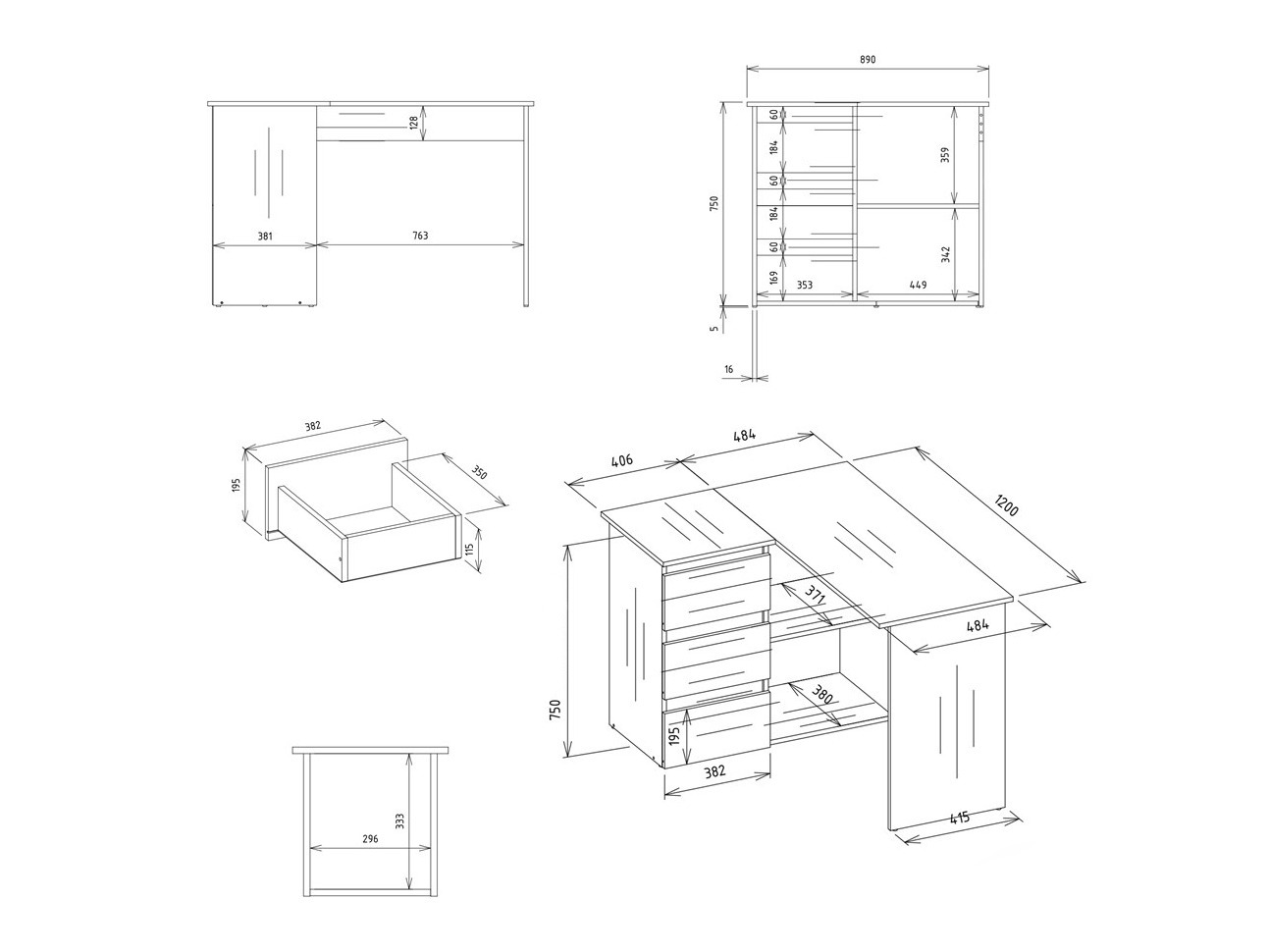 Eckschreibtisch Mandeville 365 (Links)