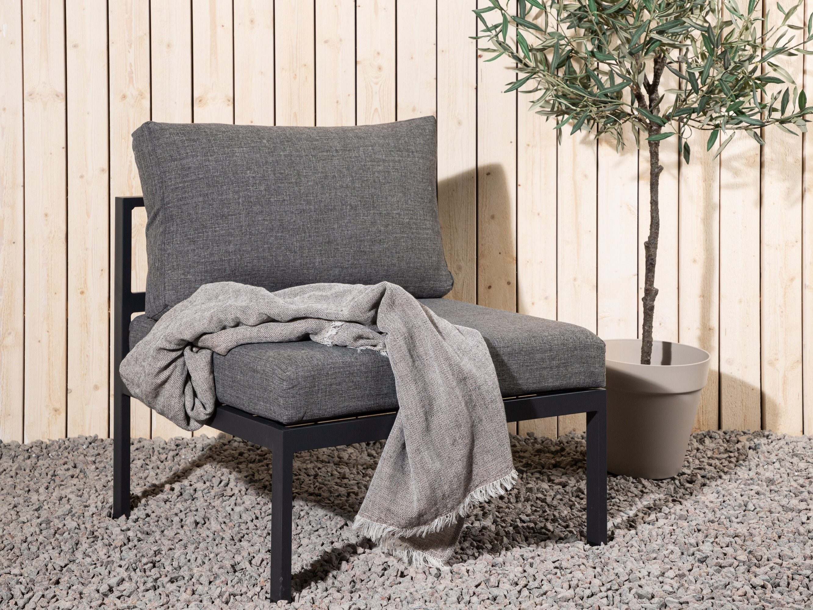 Gartensessel Camorlo 100 (Grau + Schwarz)