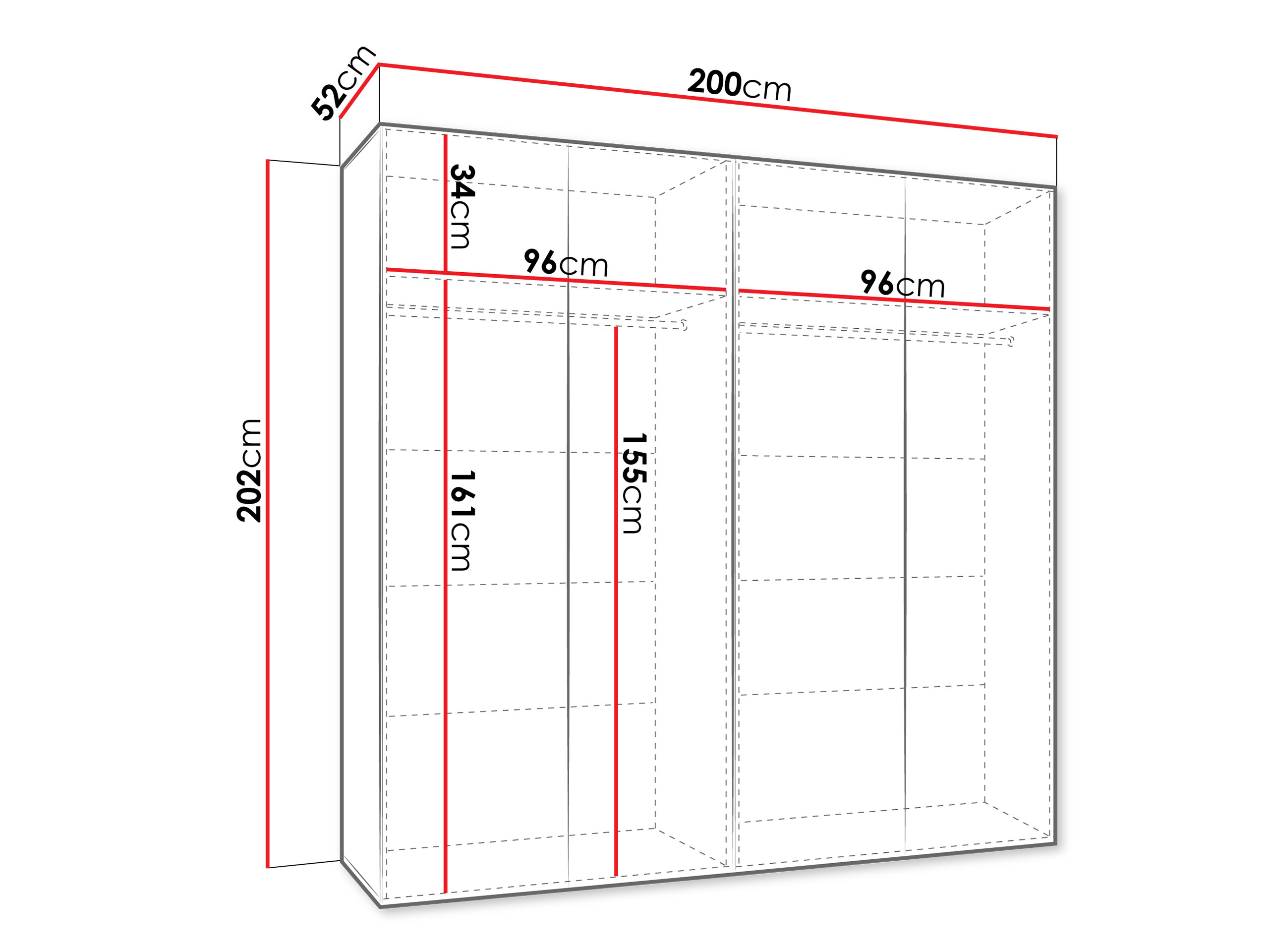 Kleiderschrank Hartford 598 (Weiß)