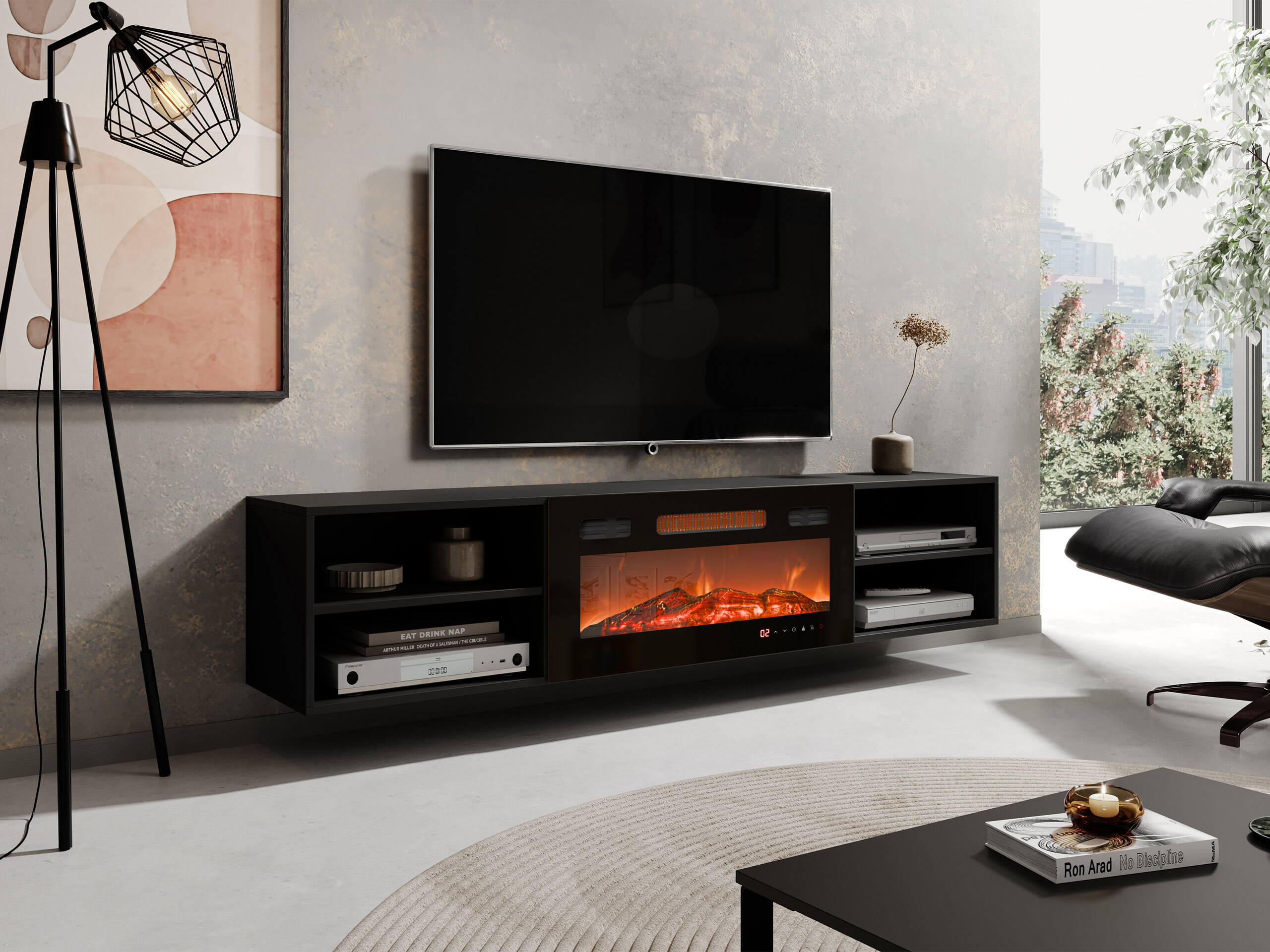 TV-Möbel Charlotte 190 (Schwarz)