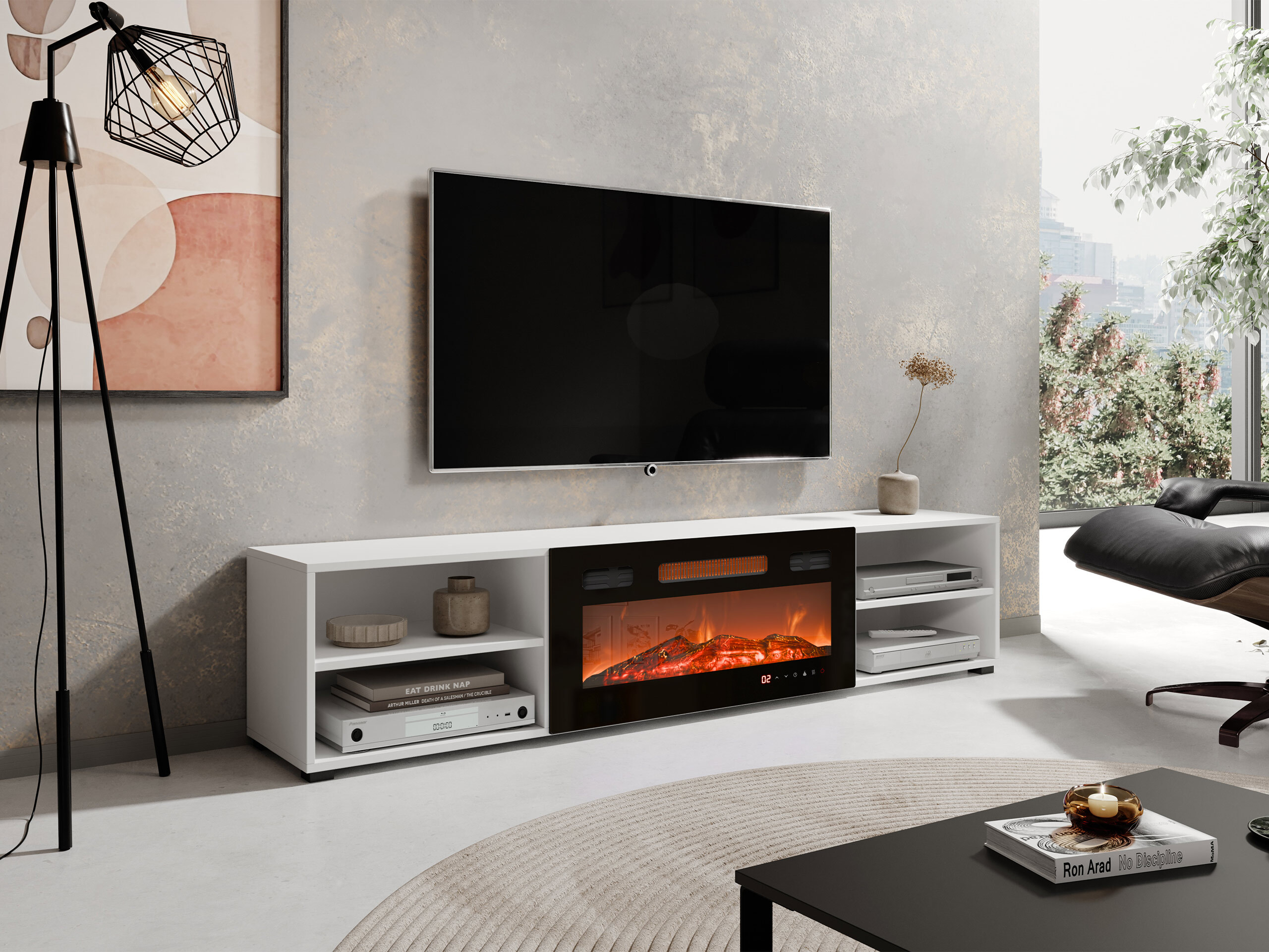 TV-Möbel Charlotte 190 (Weiß + Schwarz)