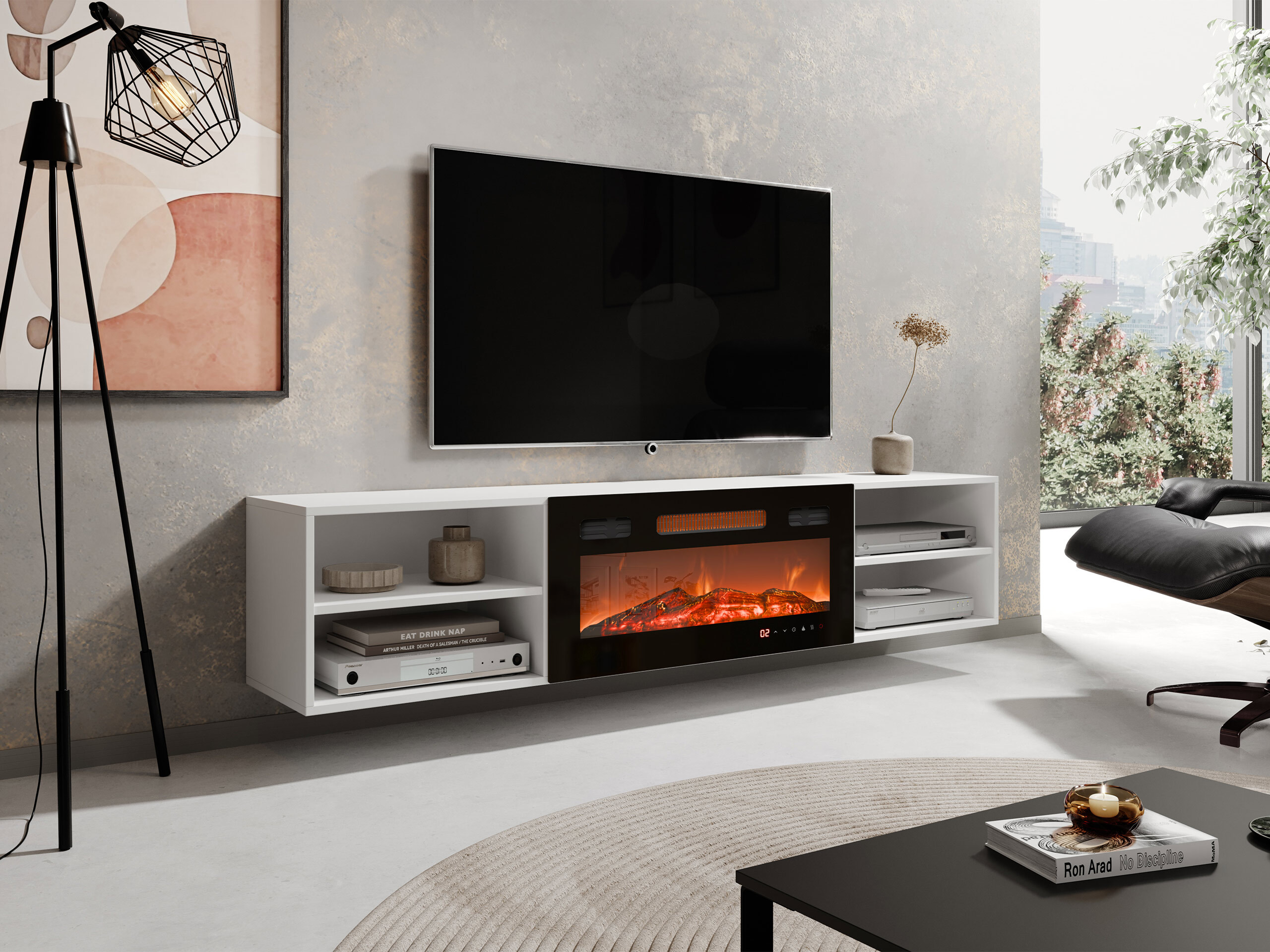 TV-Möbel Charlotte 190 (Weiß + Schwarz)