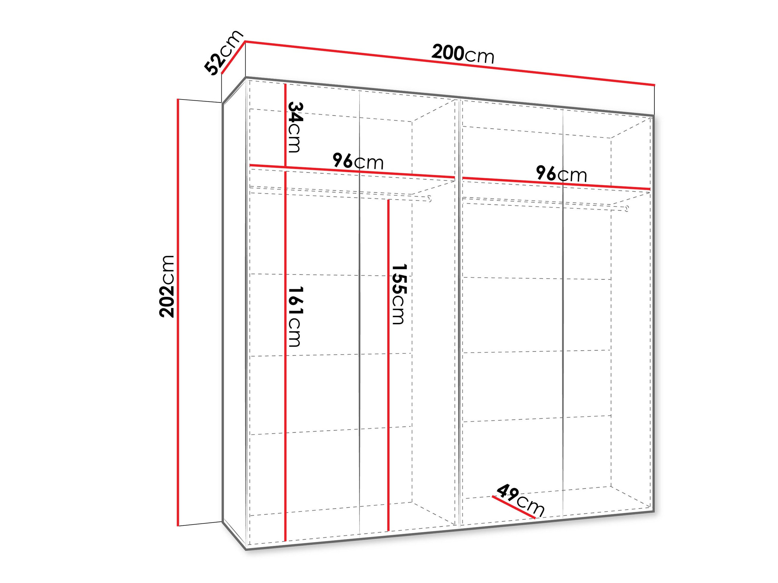 Kleiderschrank Hartford 610 (Weiß)