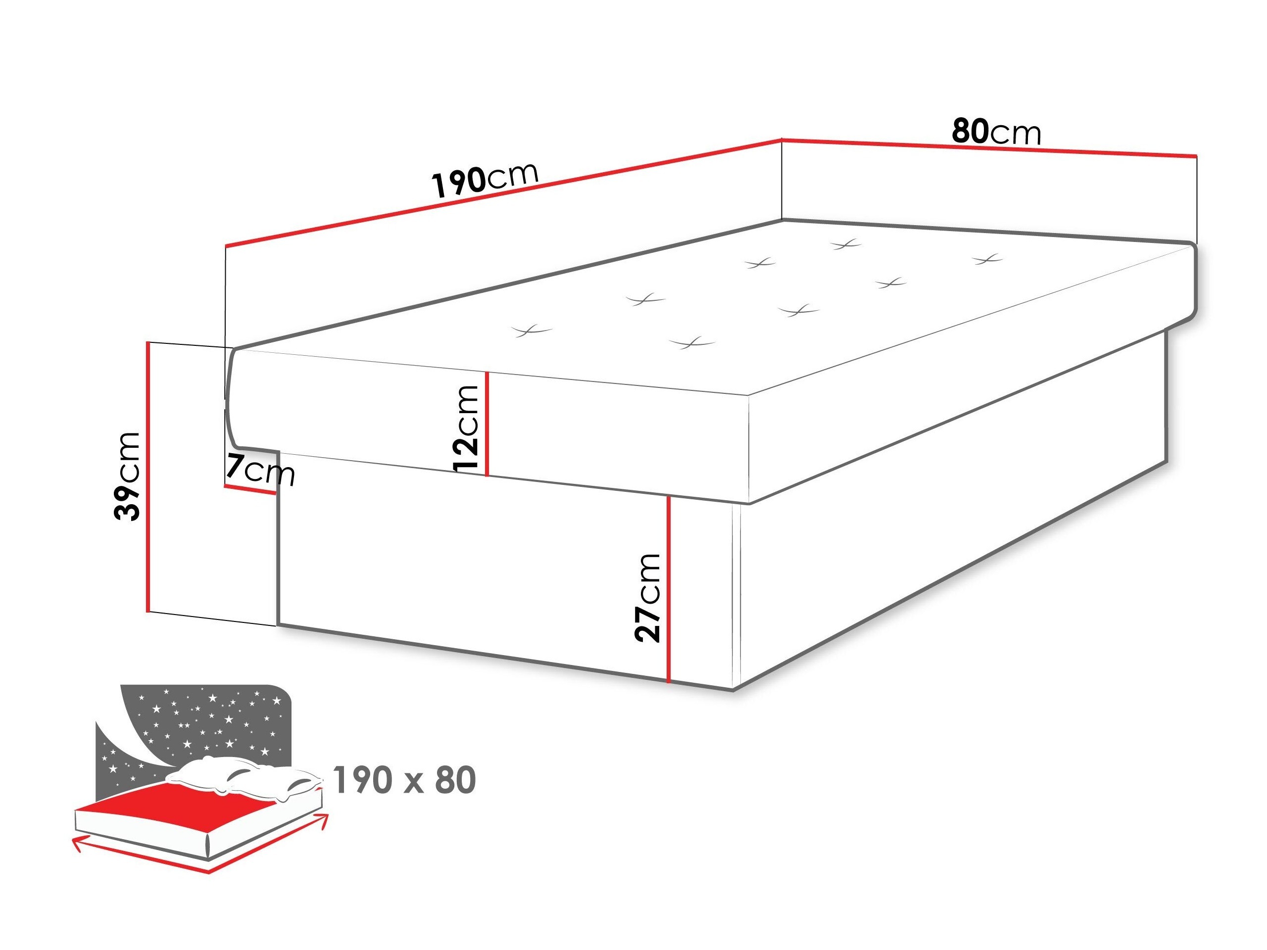 Bett Dover 100 (Weiß)