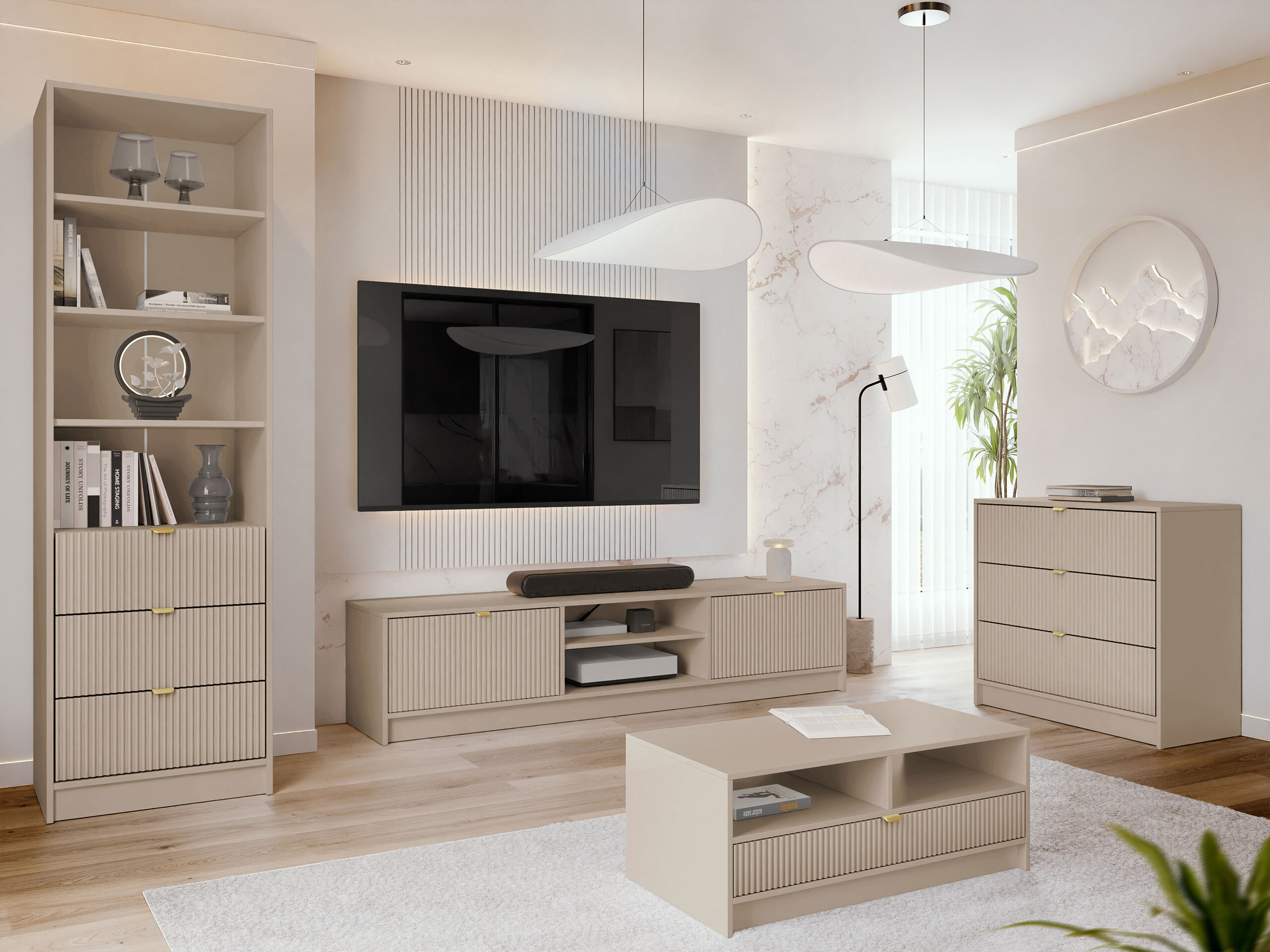 Wohnzimmer-Sets Comfivo Papilio VII (Beige)