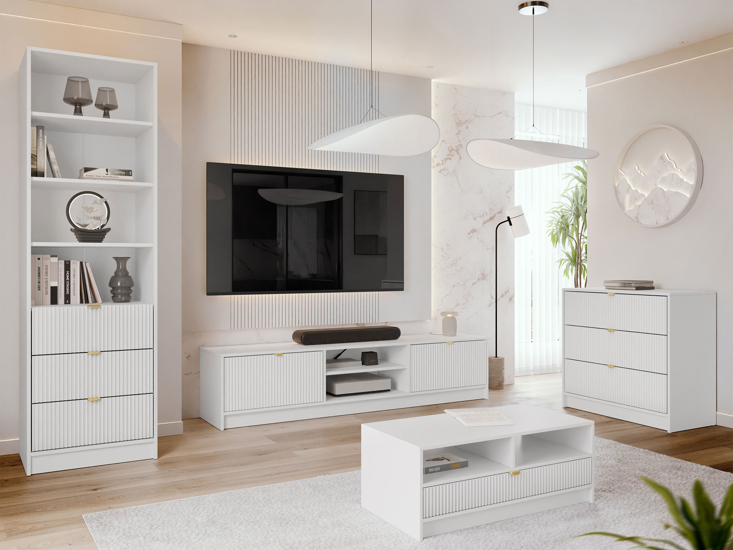 Wohnzimmer-Sets Comfivo Papilio VII (Weiß)
