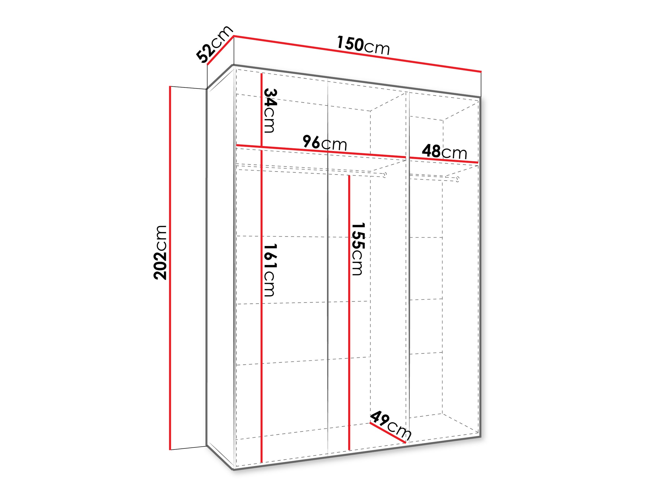 Kleiderschrank Hartford 619 (Weiß)