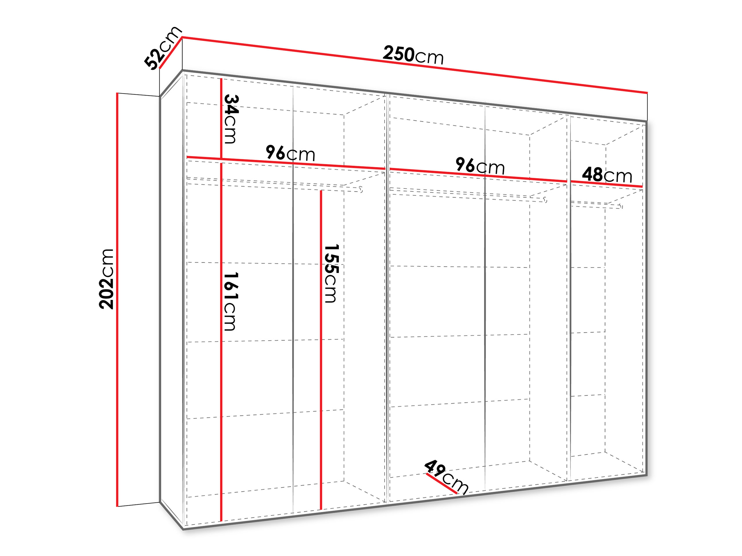 Kleiderschrank Hartford 631 (Weiß)