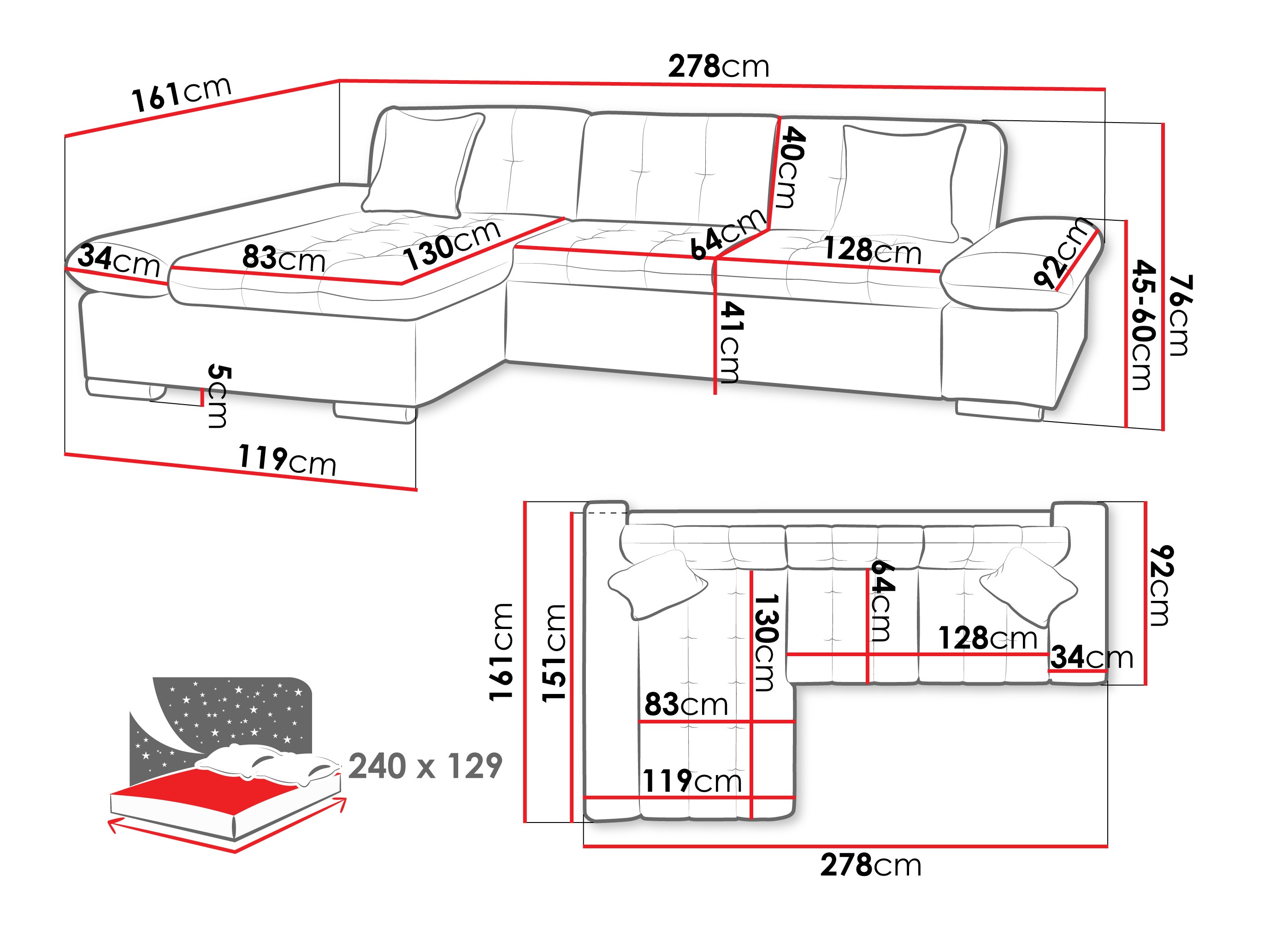 Ecksofa Comfivo Sanitas I (Lumo 40)