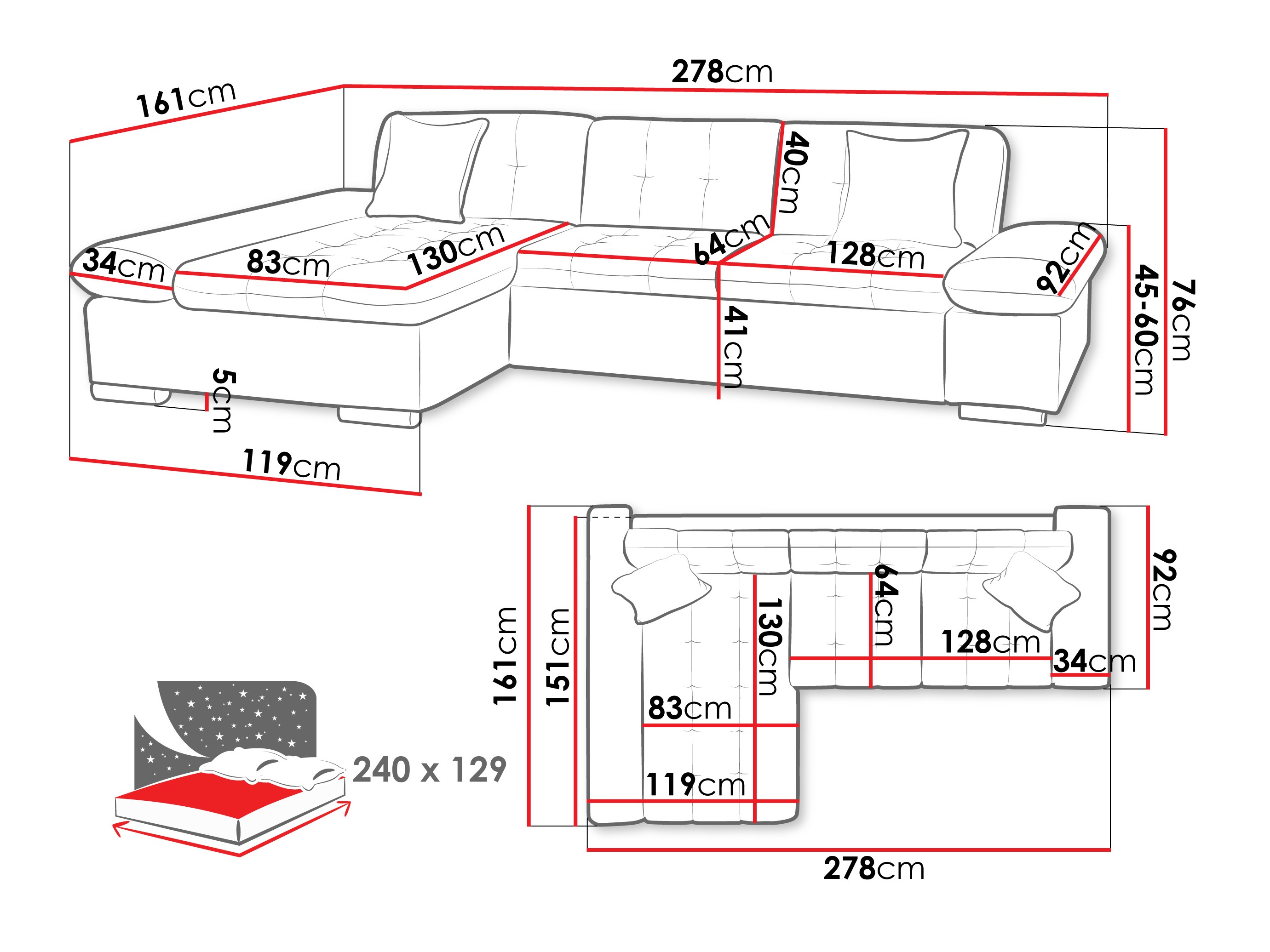 Ecksofa Comfivo Sanitas I (Lumo 55)