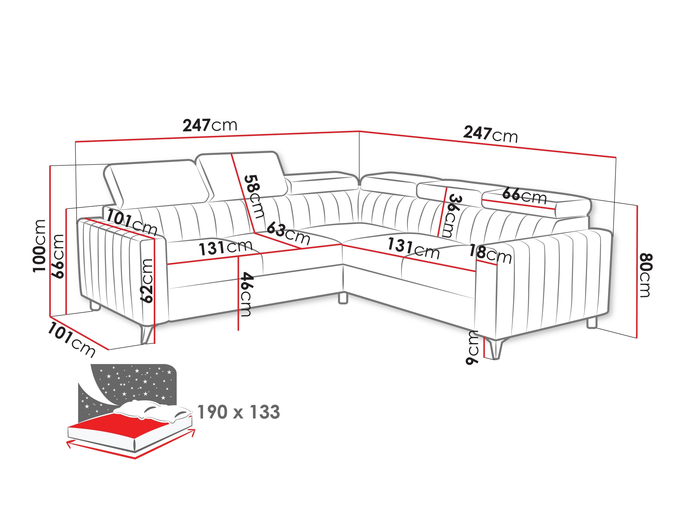 Ecksofa Columbus 201 (Flow 21)