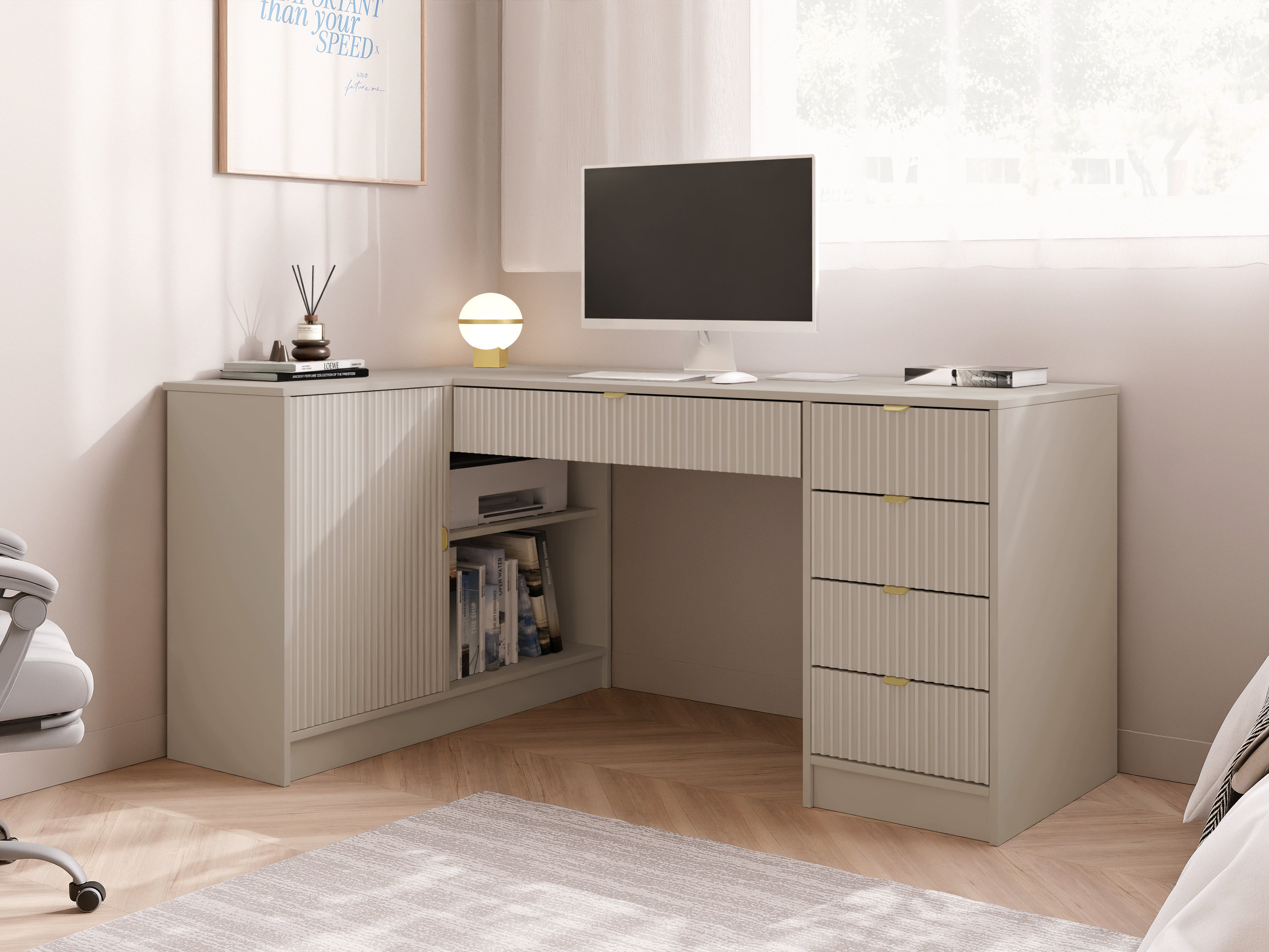 Eckschreibtisch Comfivo Papilio II (Beige)