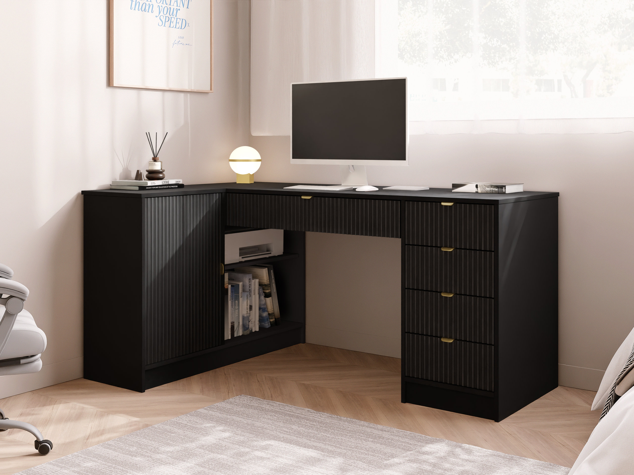 Eckschreibtisch Comfivo Papilio II (Schwarz)