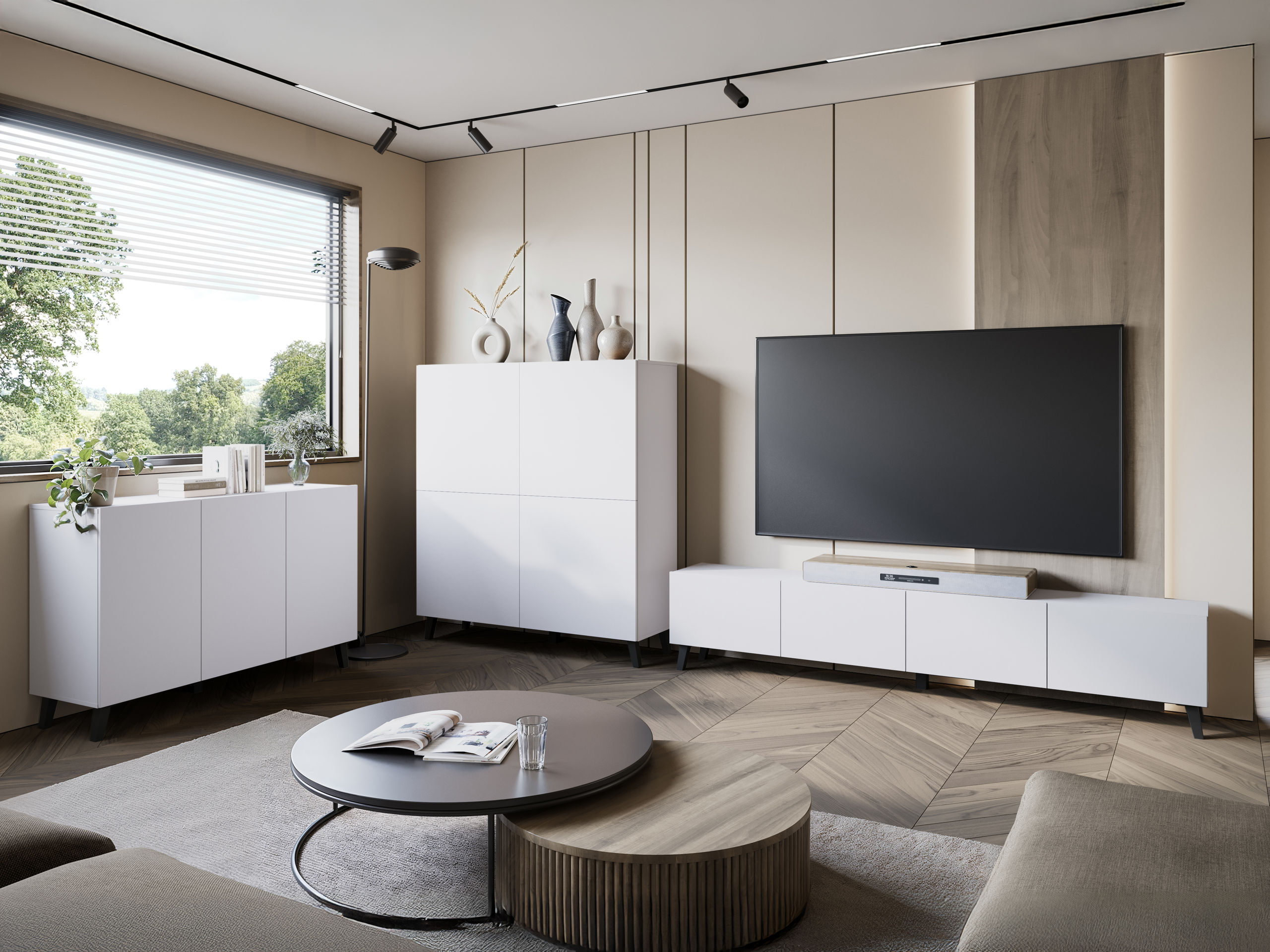 Wohnzimmer-Sets Levtive 105 (Weiß)