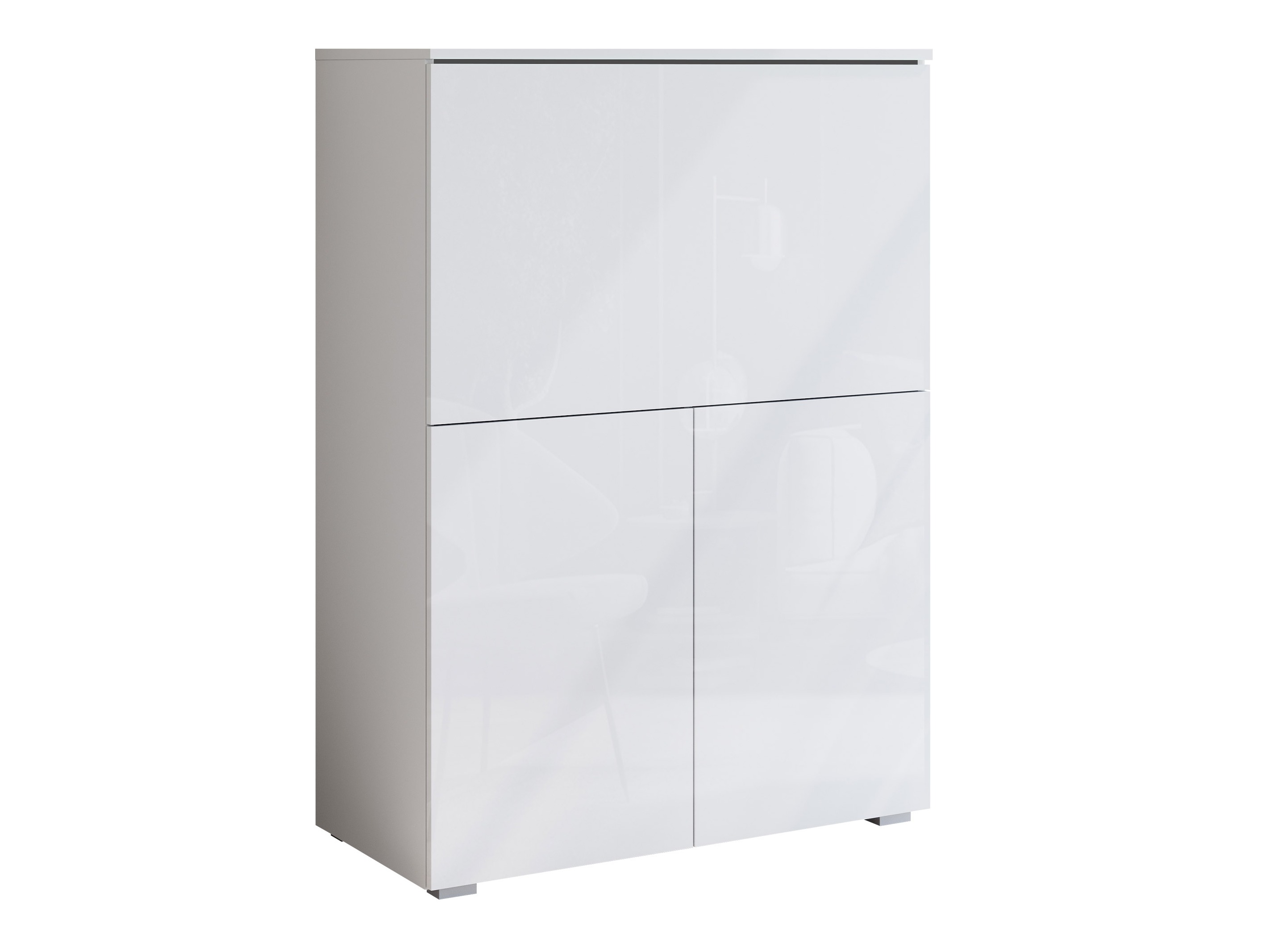 Sideboard Mirfivo 107 (Weiß + Weiß glänzend)