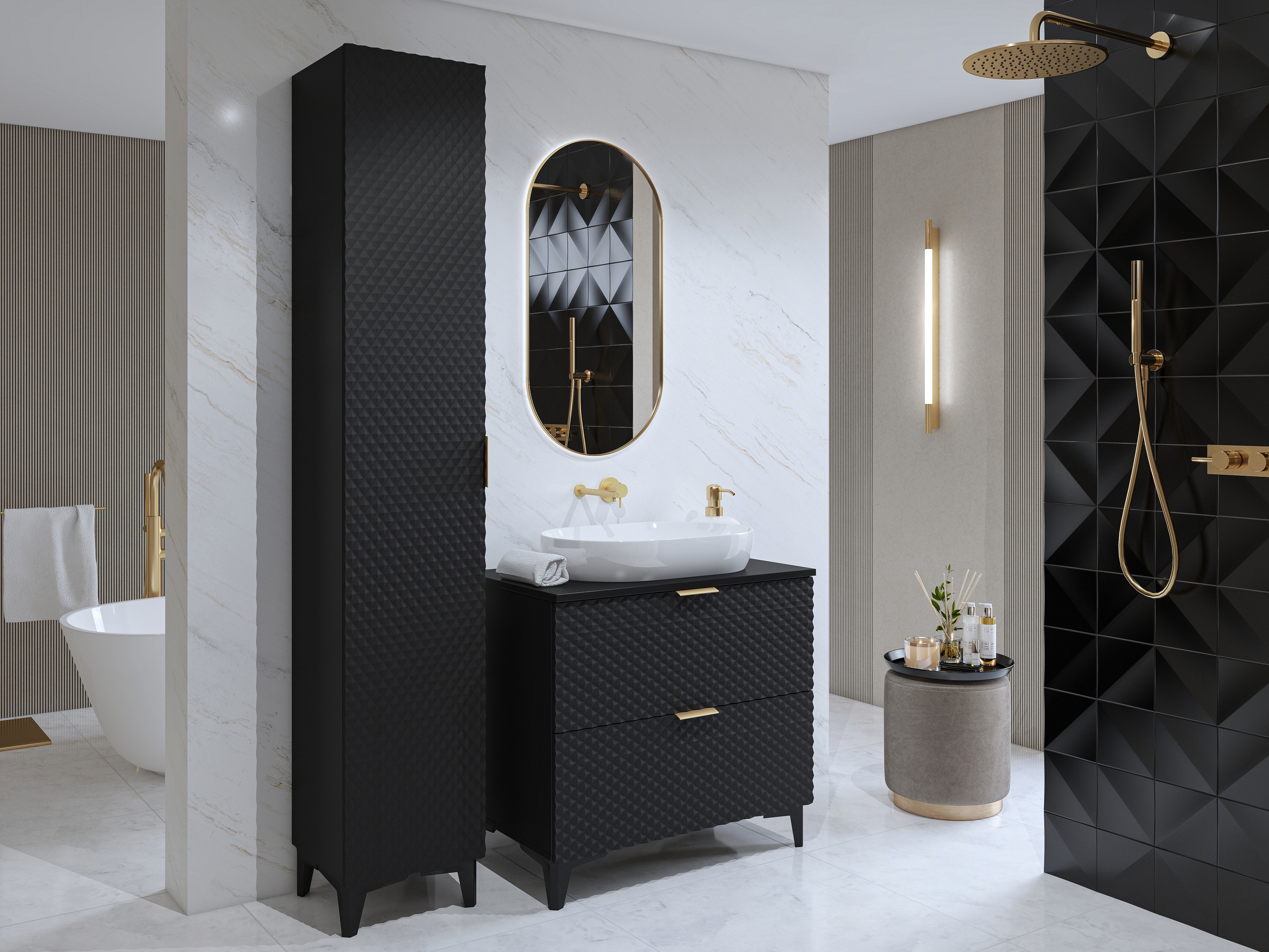 Badezimmer-Set Liretu 104 (Schwarz)