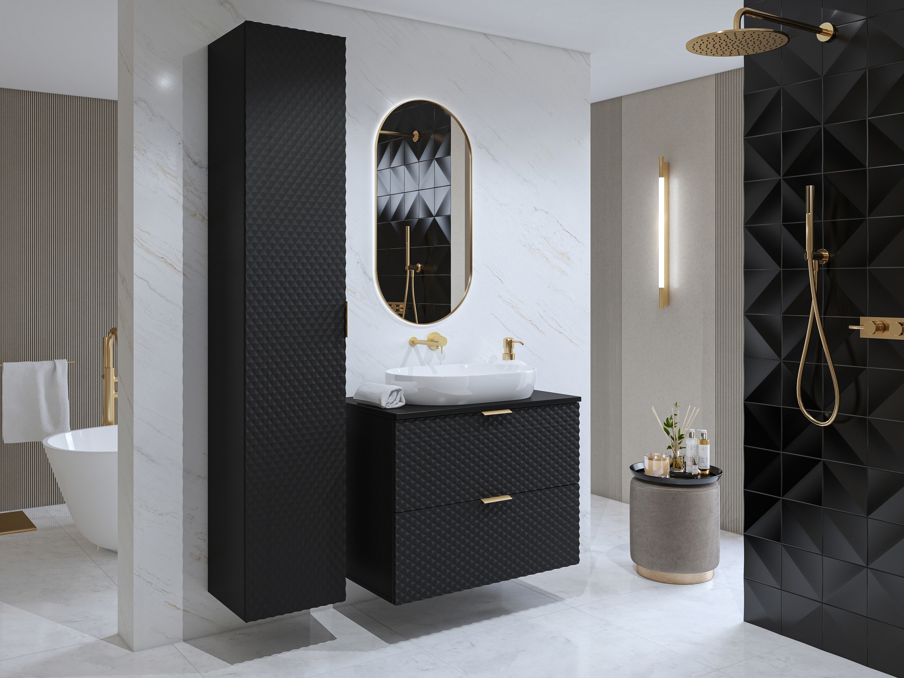 Badezimmer-Set Liretu 108 (Schwarz)