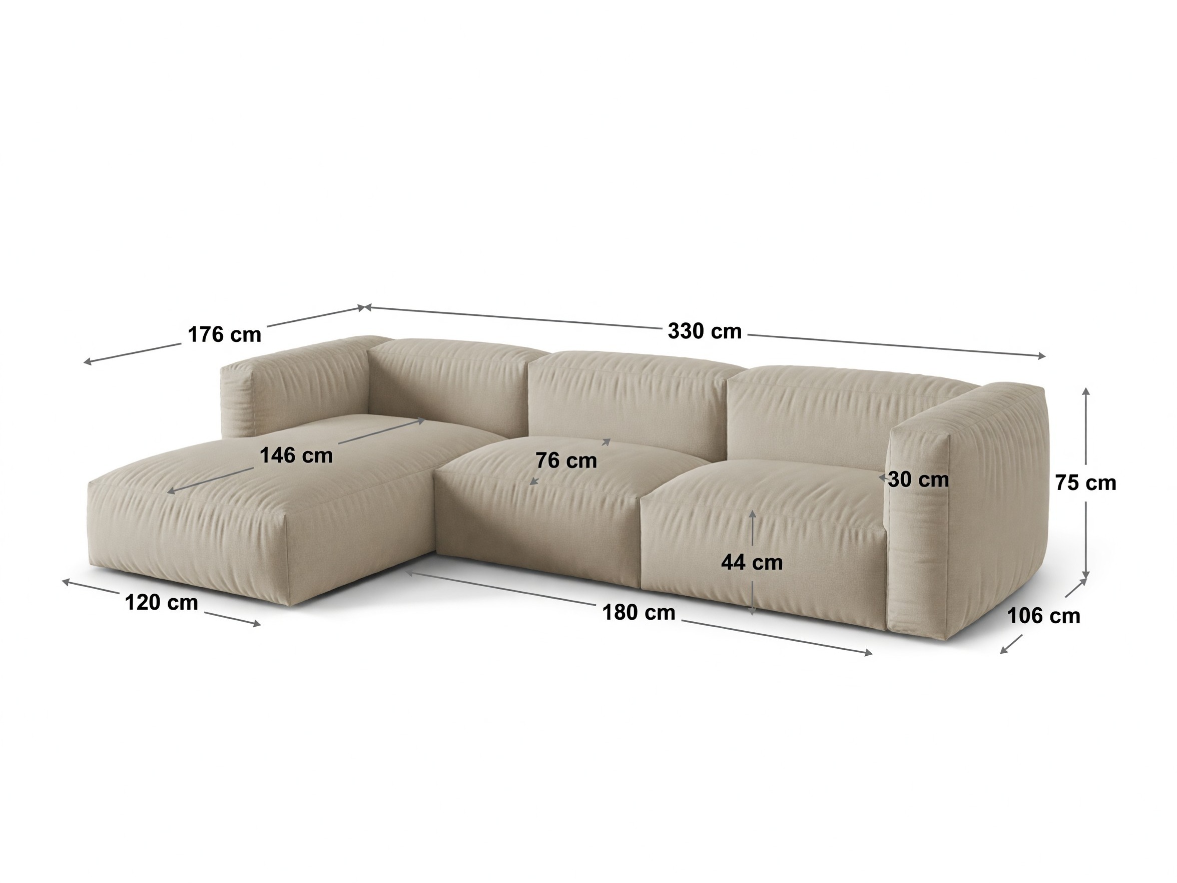 Modulares Ecksofa Sorcoro 120 (Tilia 03)