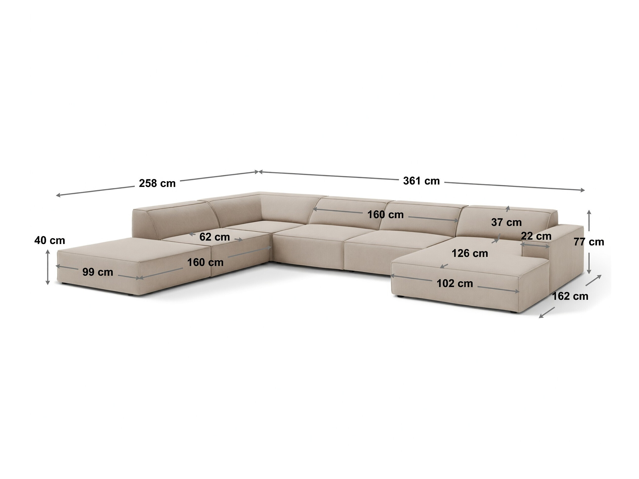 Modulares Ecksofa Lomcalu 123 (Megan 359)