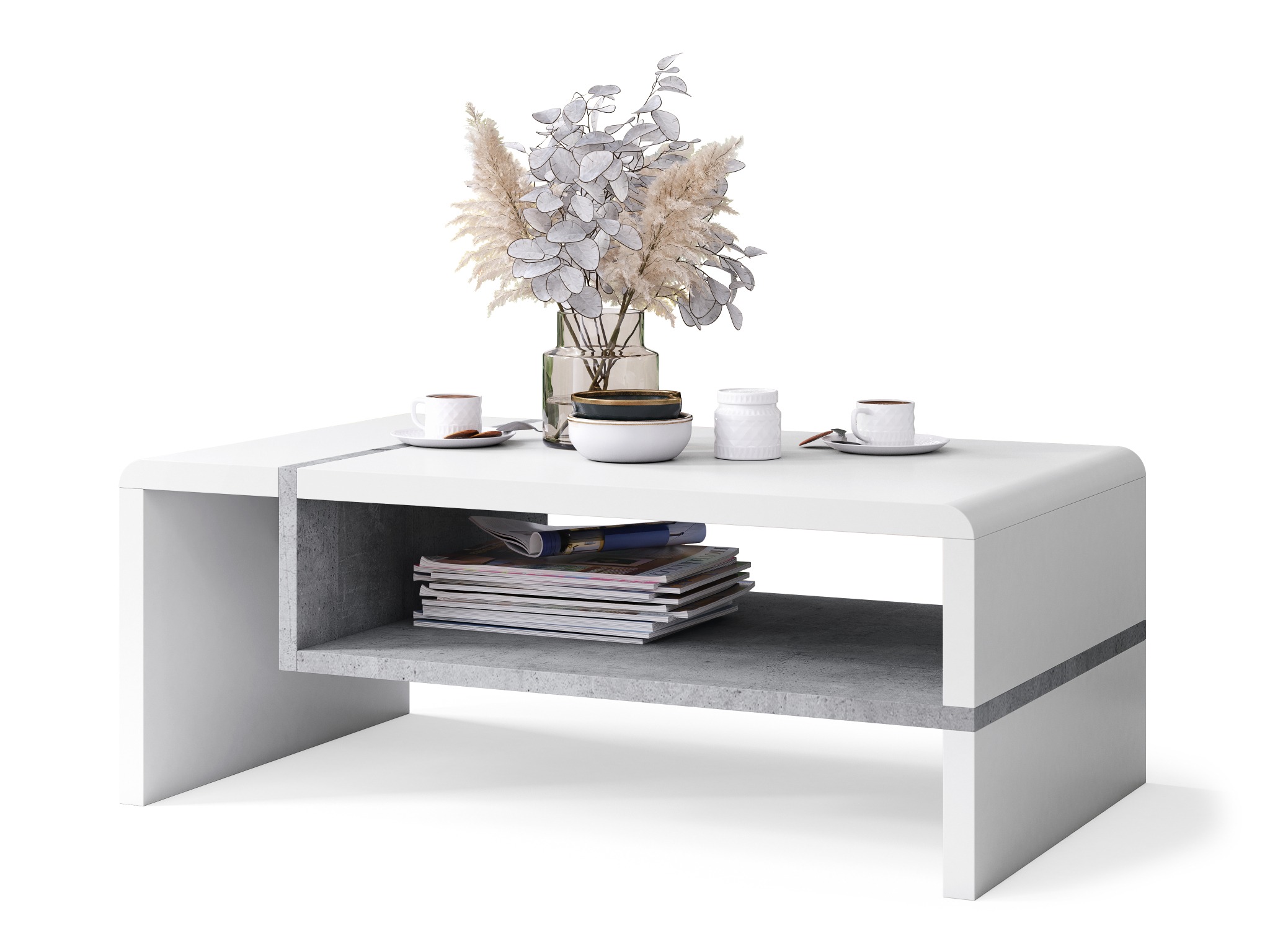 Couchtisch Glendale 102 (Weiß + Beton)