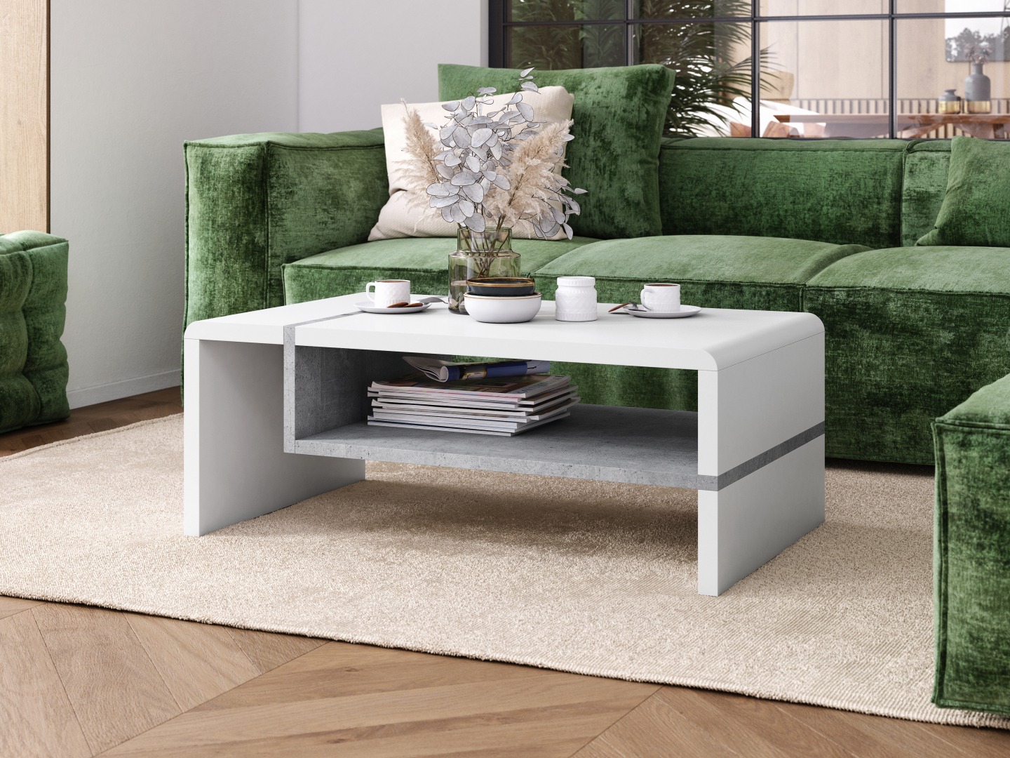 Couchtisch Glendale 102 (Weiß + Beton)