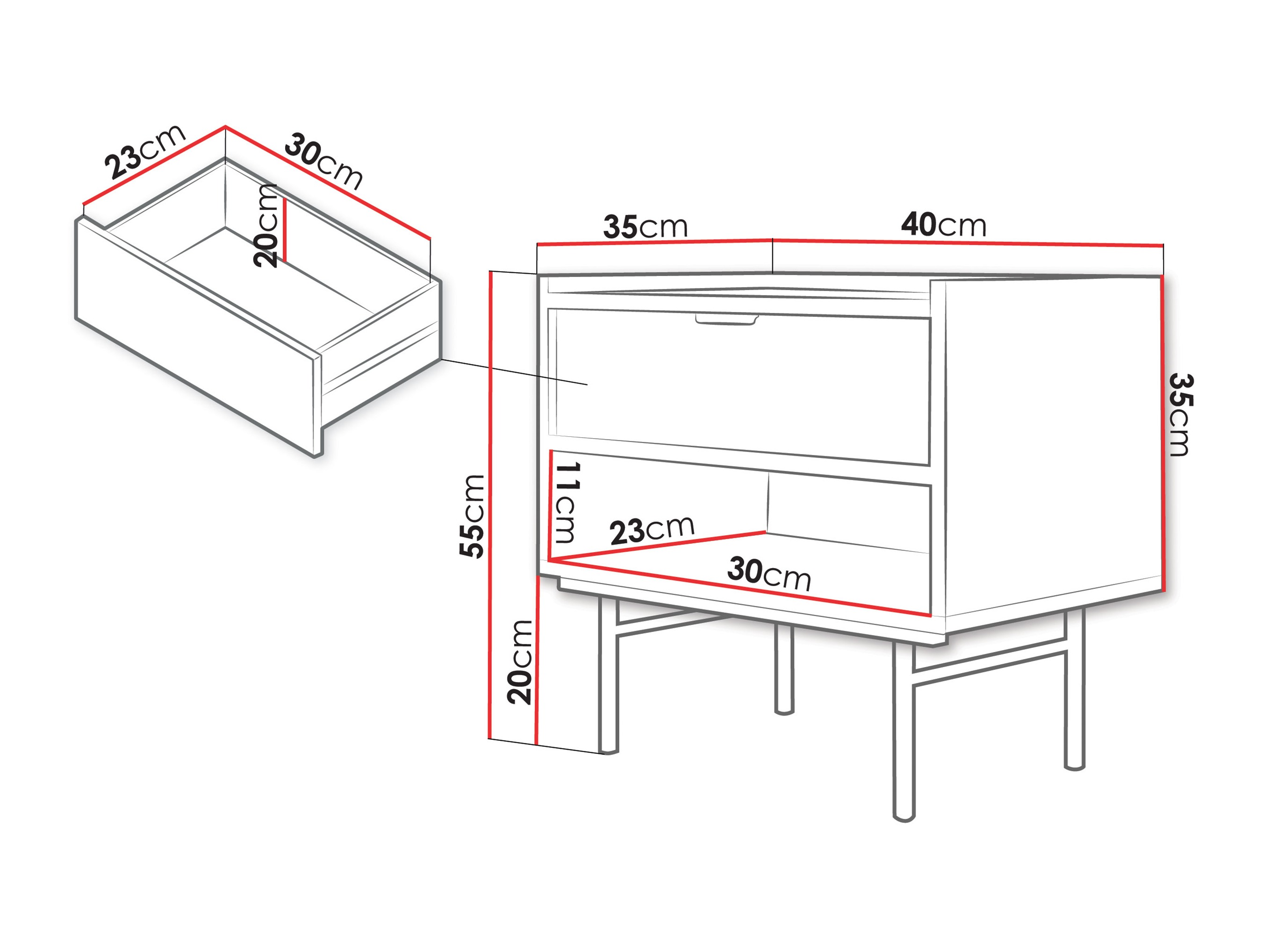 Nachttisch Studos (Walnussholzoptik)