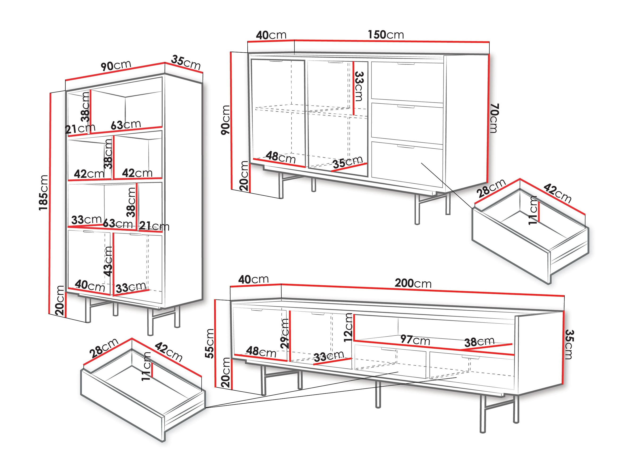 Wohnzimmer-Sets Studos (Eichenholzoptik)