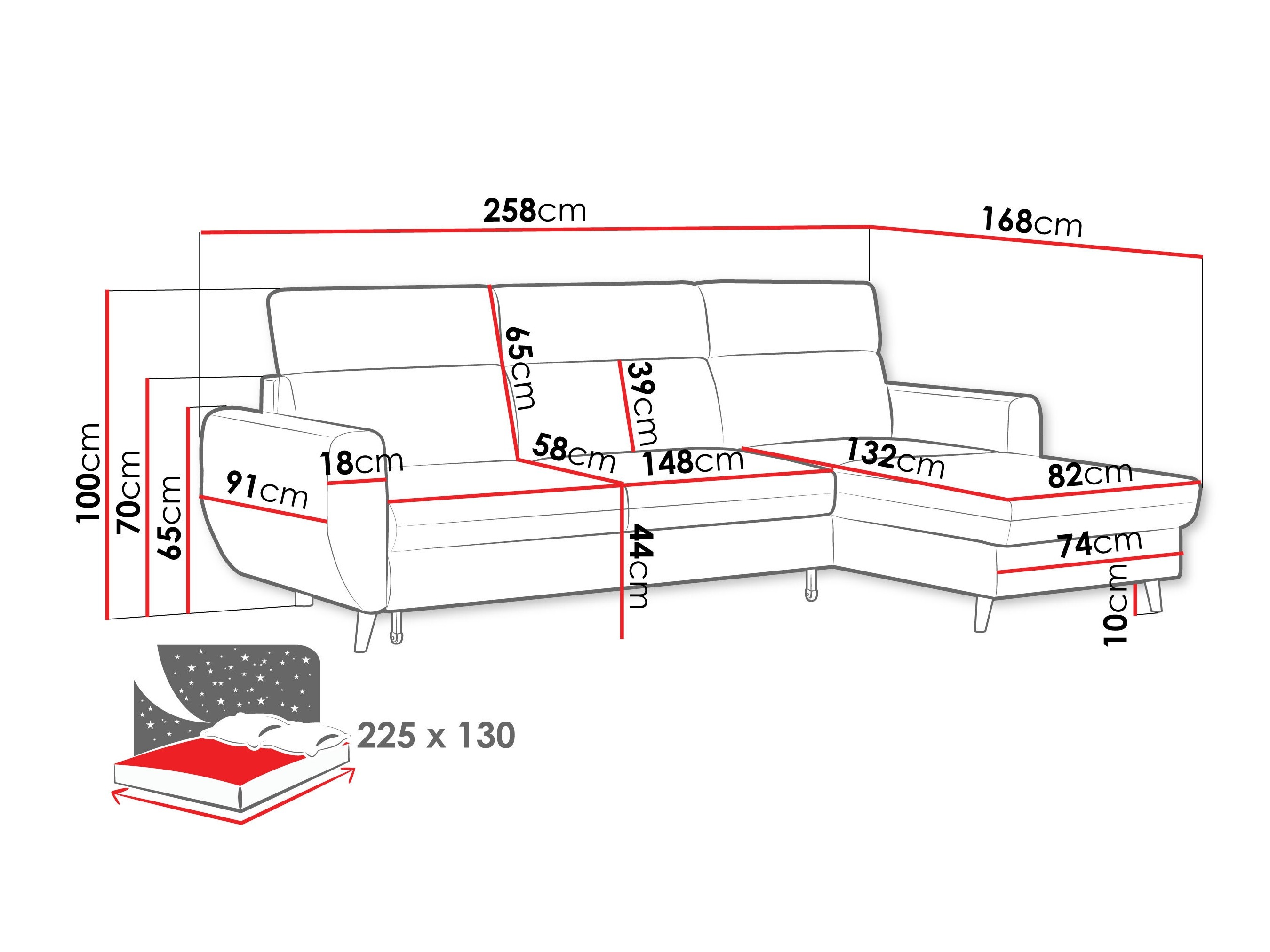 Ecksofa Temple 132 (Cruz 15)