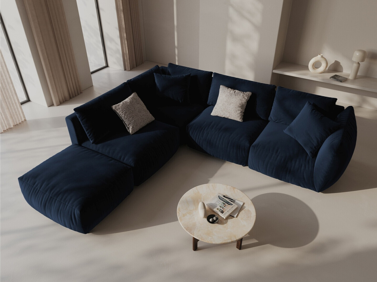 Modulares Ecksofa Ruvmone 108 (Casino Deep Blue)