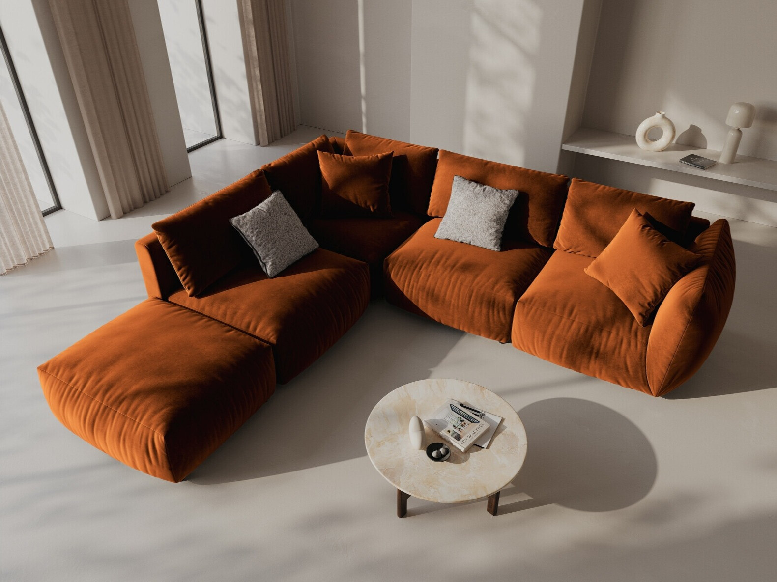 Modulares Ecksofa Ruvmone 108 (Casino Terracota)