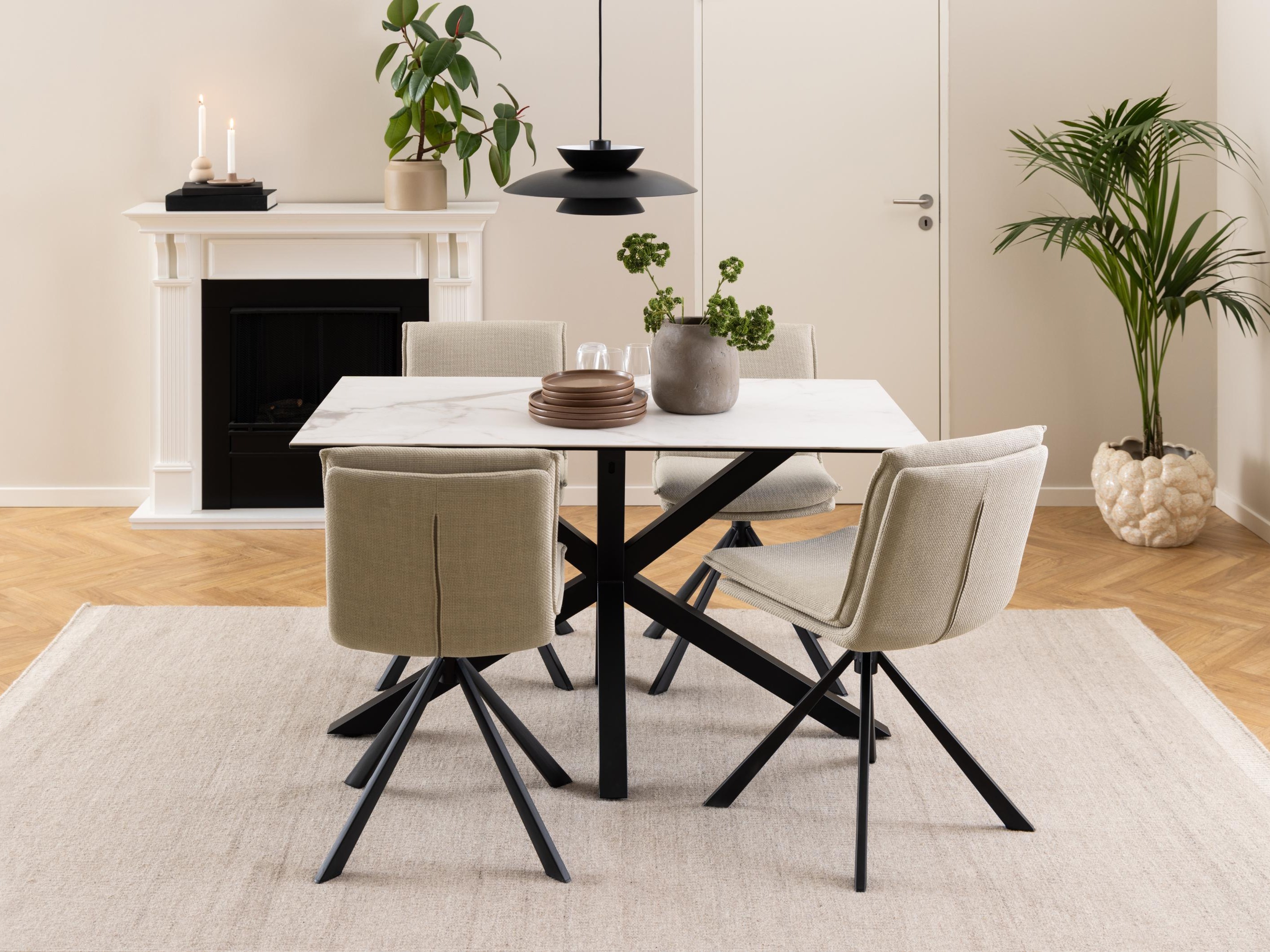 Tisch Norsica 918 (Weißer Marmor + Schwarz)