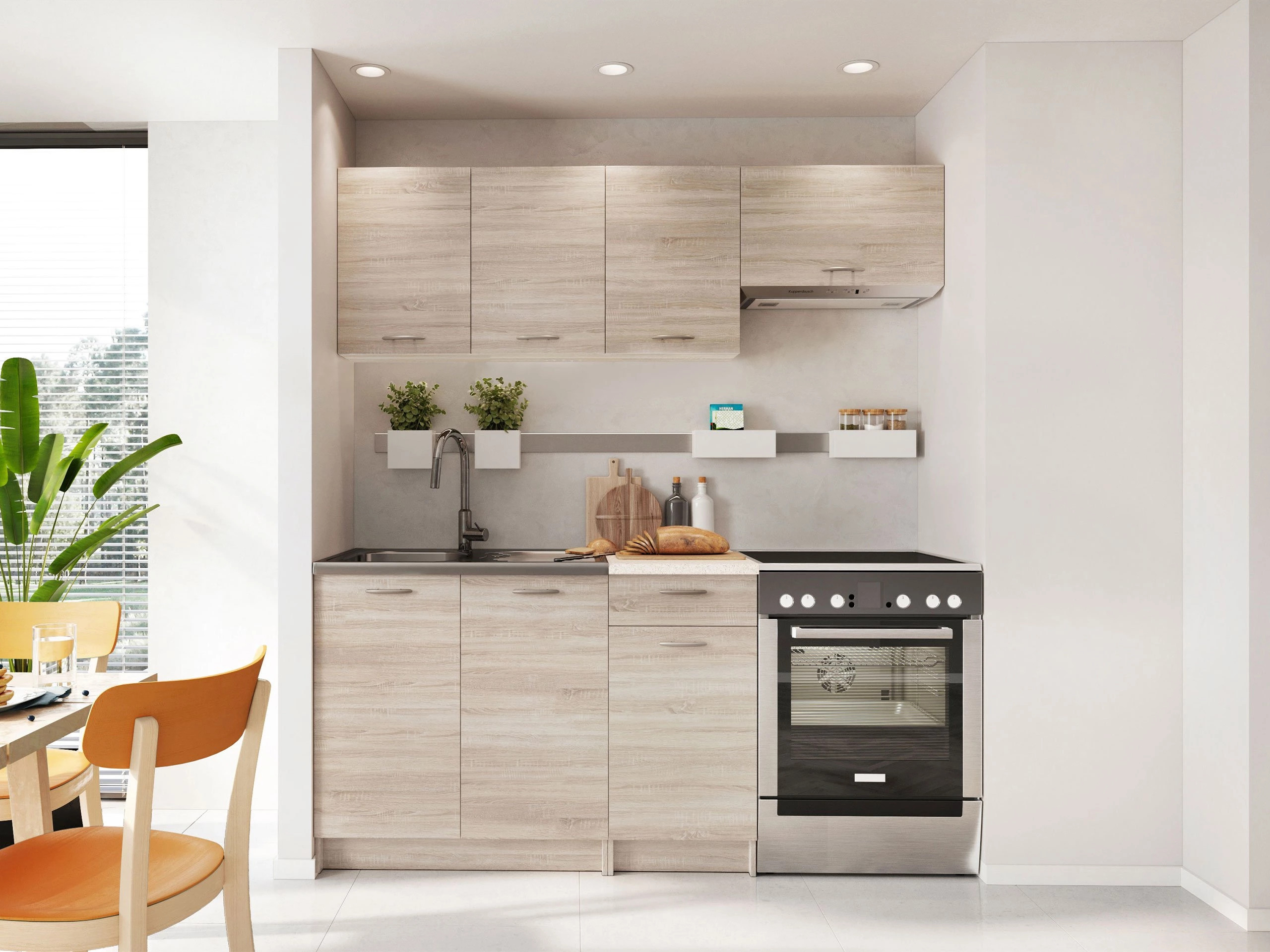 Küchenset Ota (Sonoma Eichenholzoptik + Beige)