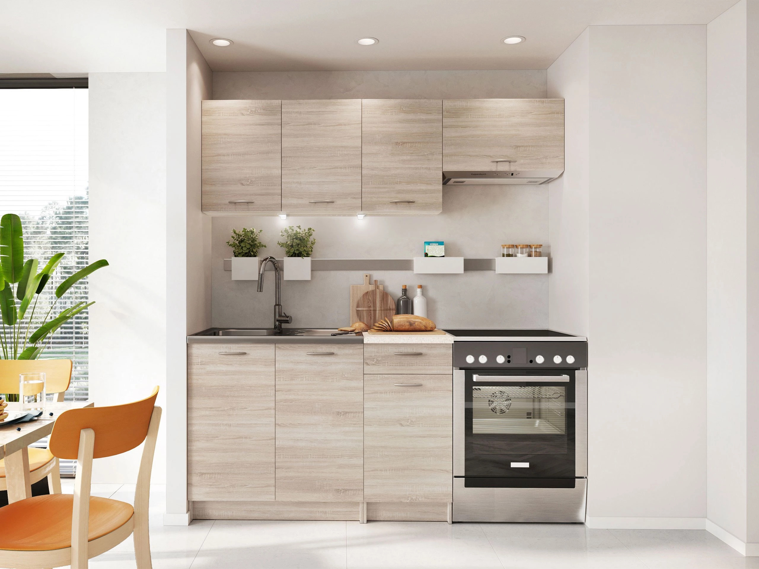 Küchenset Ota (Sonoma Eichenholzoptik + Beige)