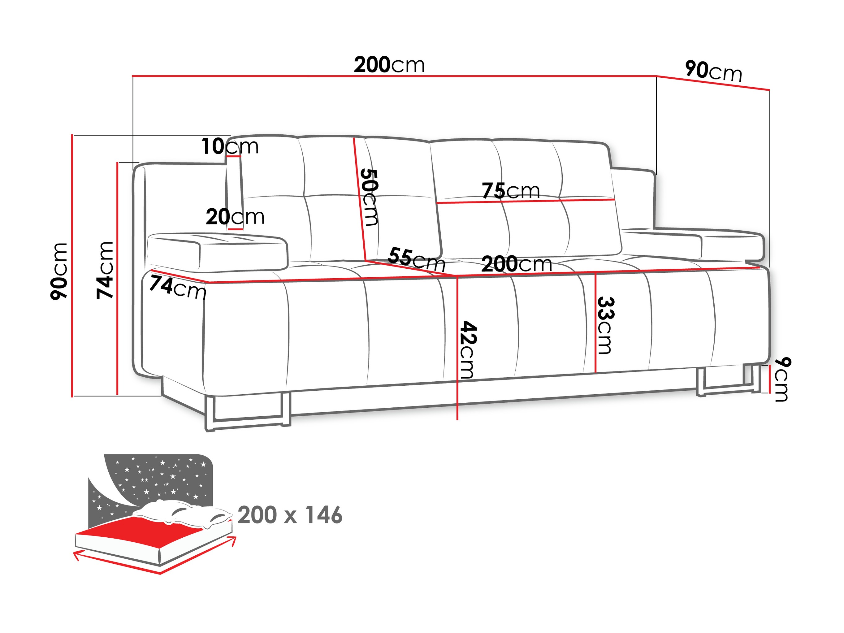 Schlafsofa Columbus 151 (Lumo 40)