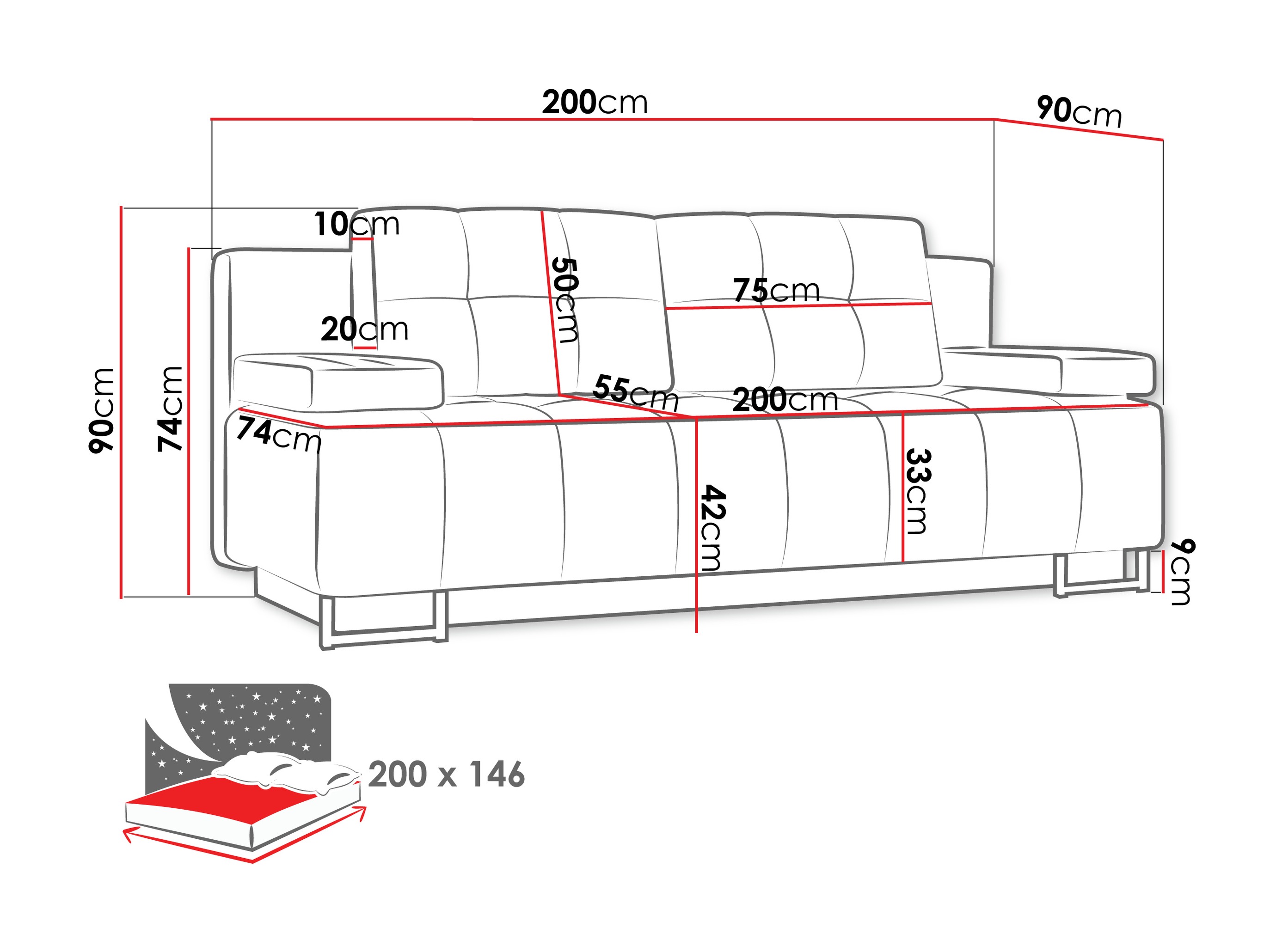 Schlafsofa Columbus 151 (Lumo 65)