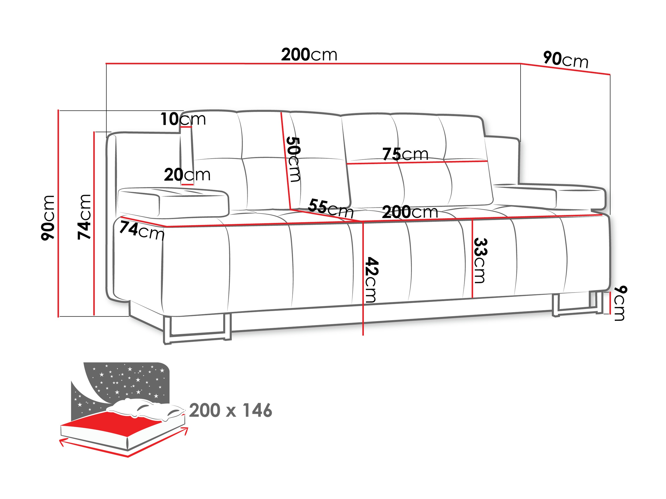 Schlafsofa Columbus 151 (Lumo 75)