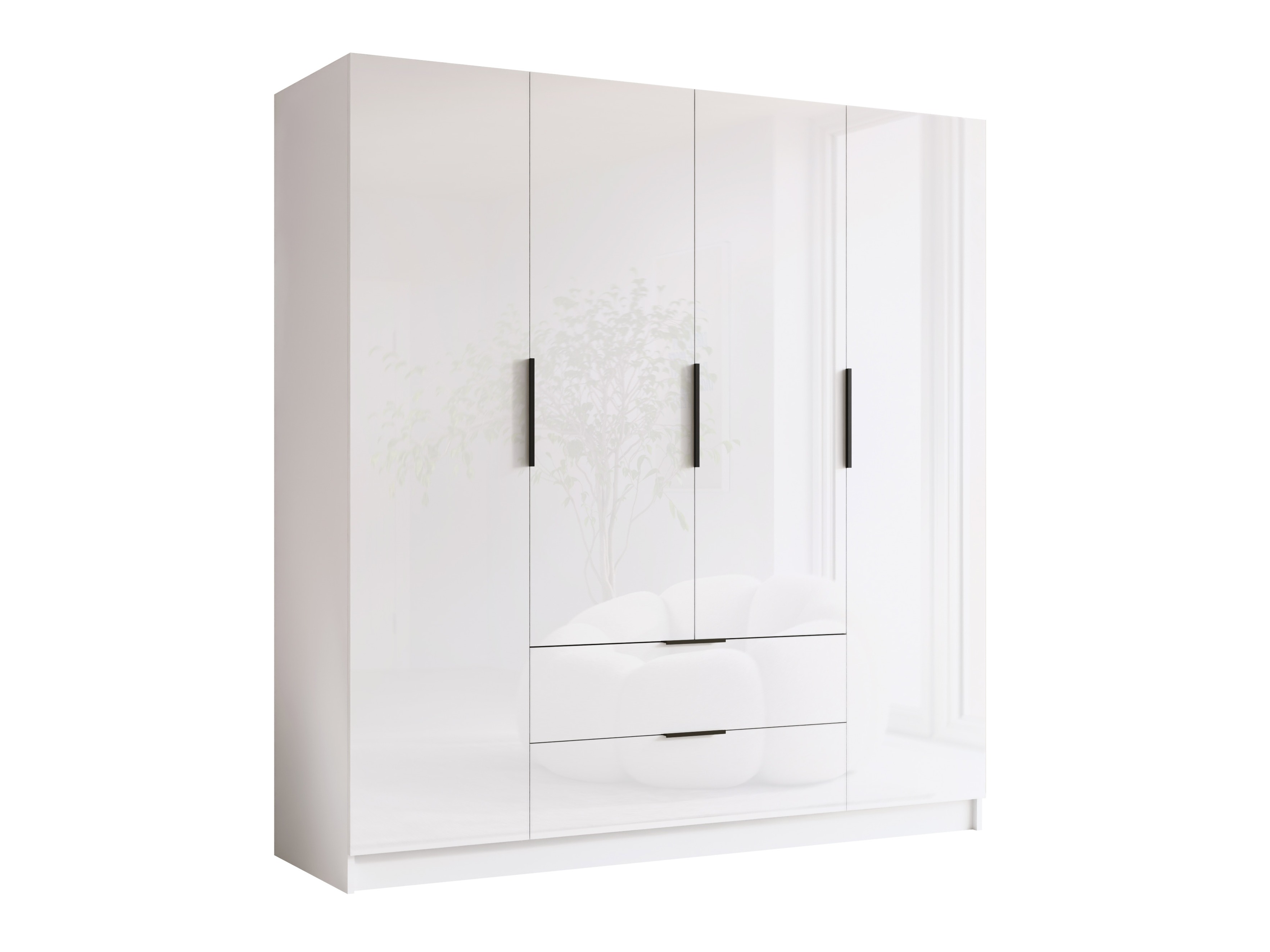 Kleiderschrank Closico Cadron I (Weiß + Weiß glänzend)
