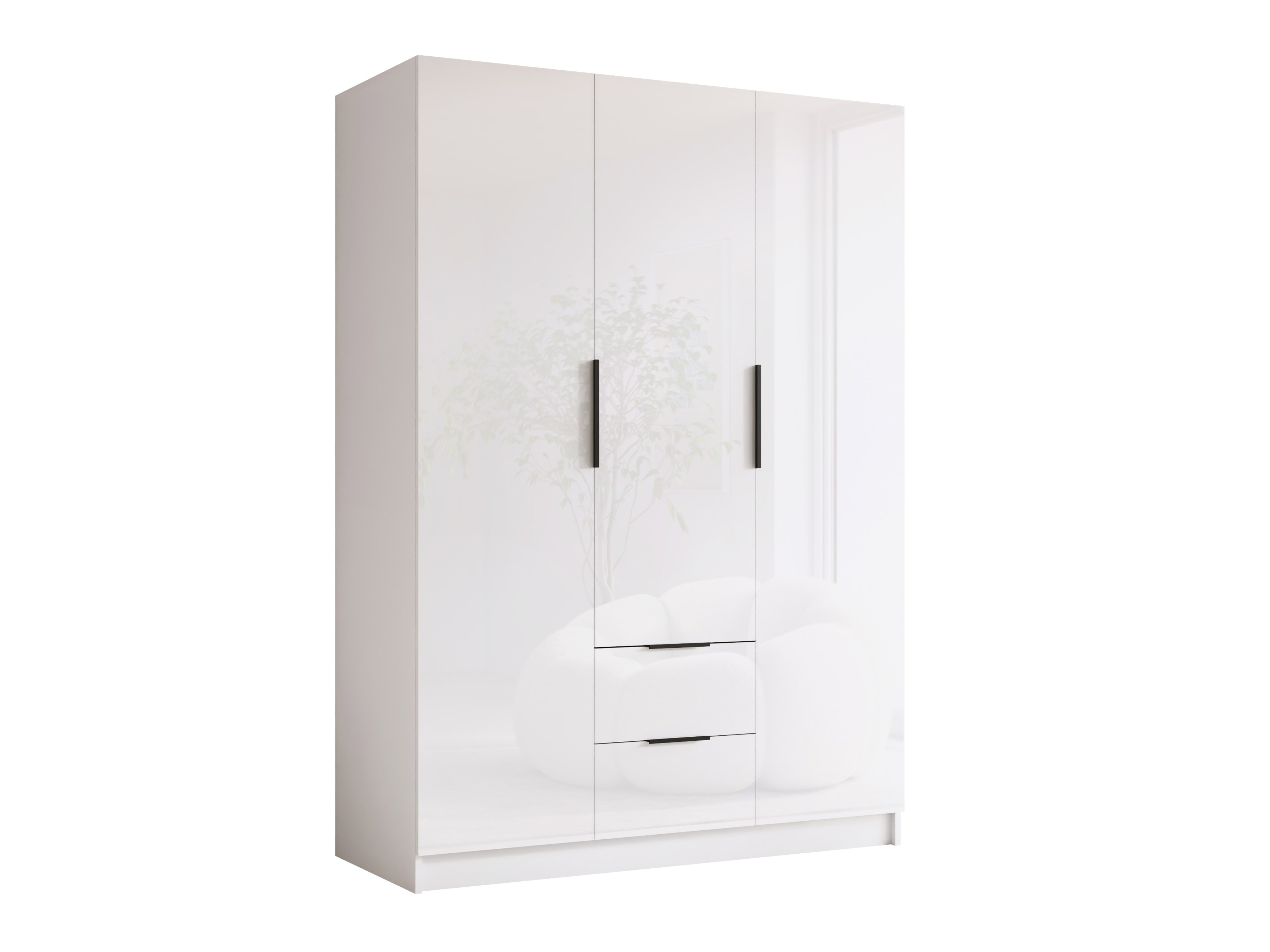 Kleiderschrank Closico Calvron I (Weiß + Weiß glänzend)