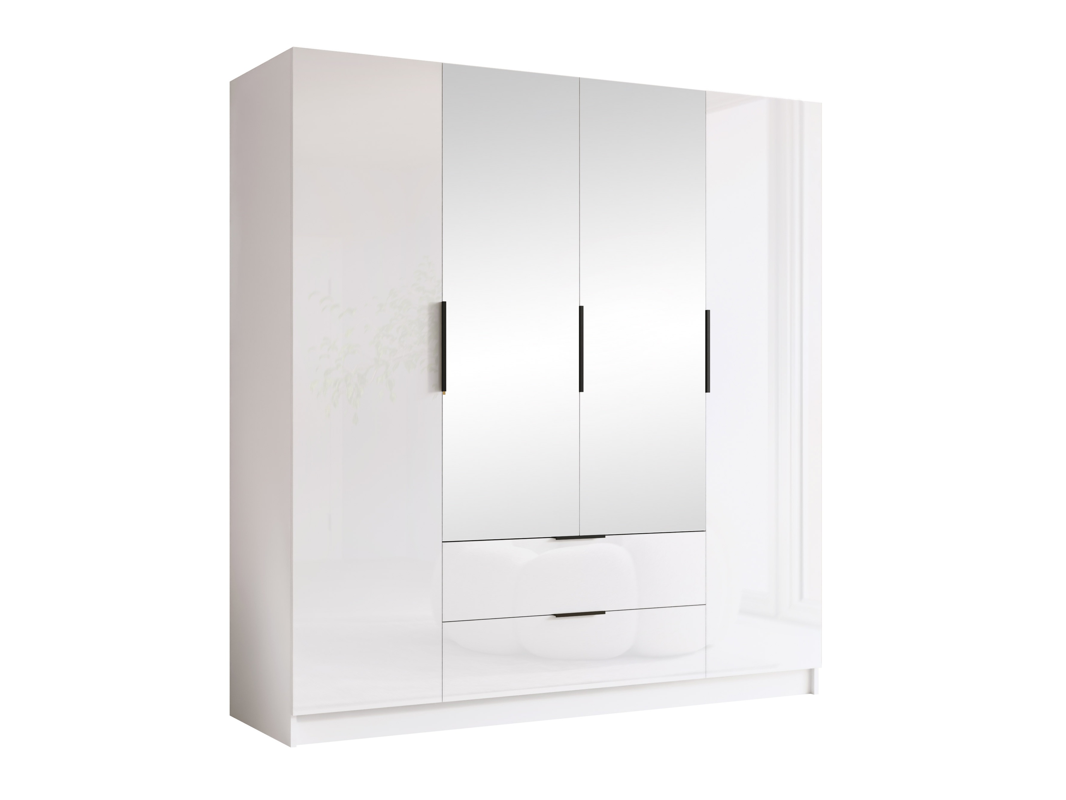 Kleiderschrank Closico Cadron II (Weiß + Weiß glänzend)