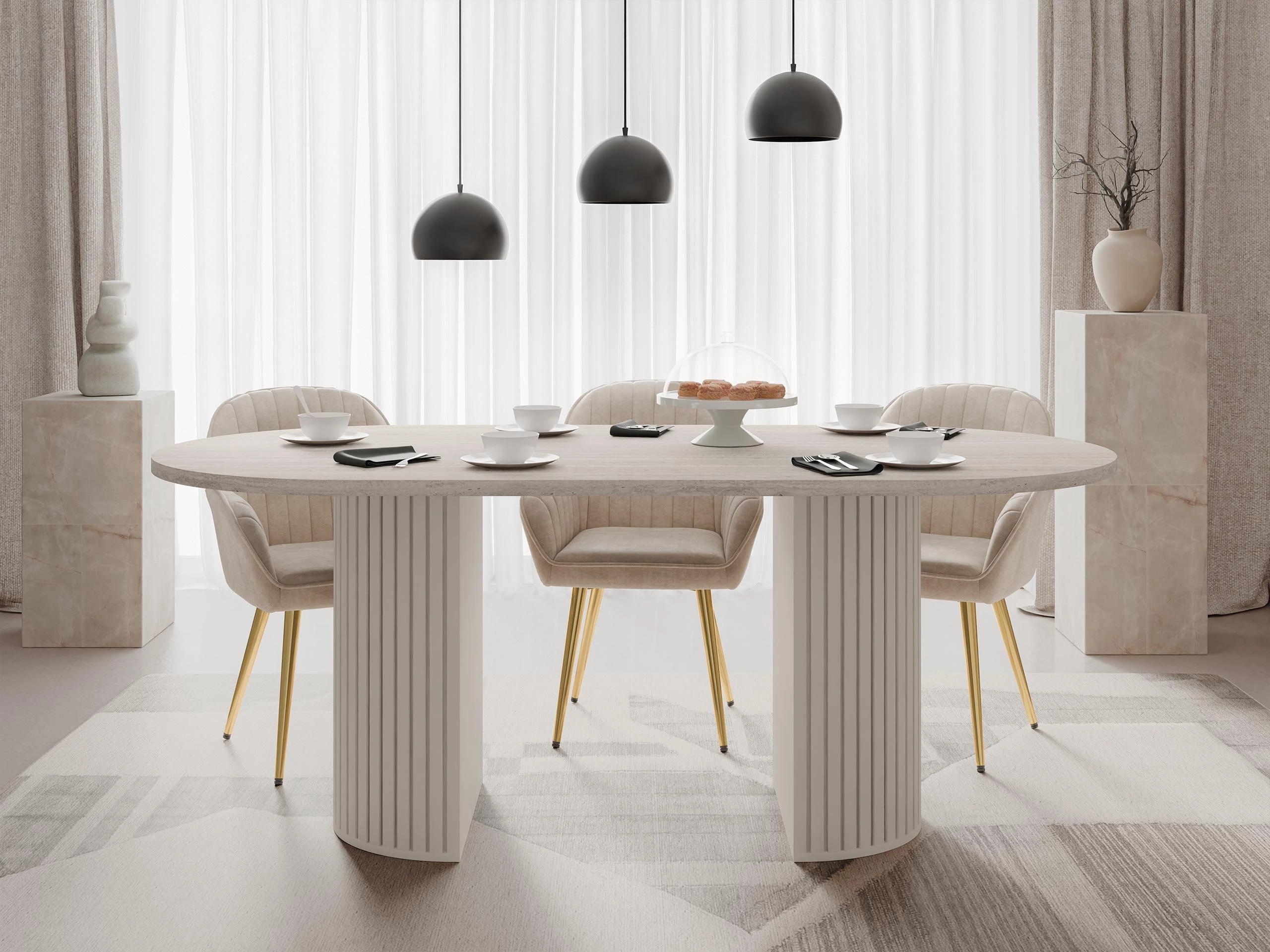 Tisch Comfivo Ulma (Heller Travertin + Beige)