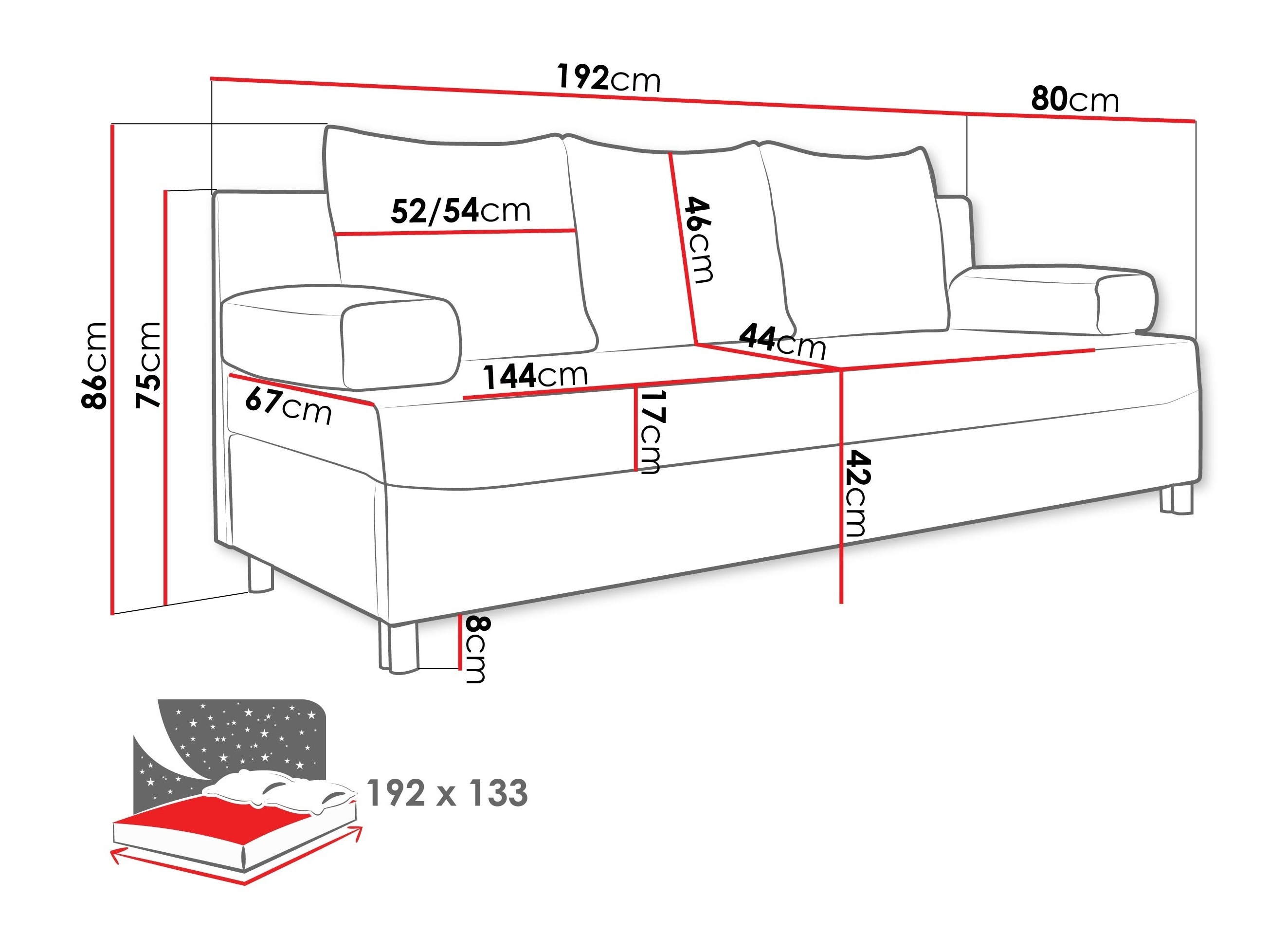 Schlafsofa Comfivo Artes (Alova 36 + Alova 07)