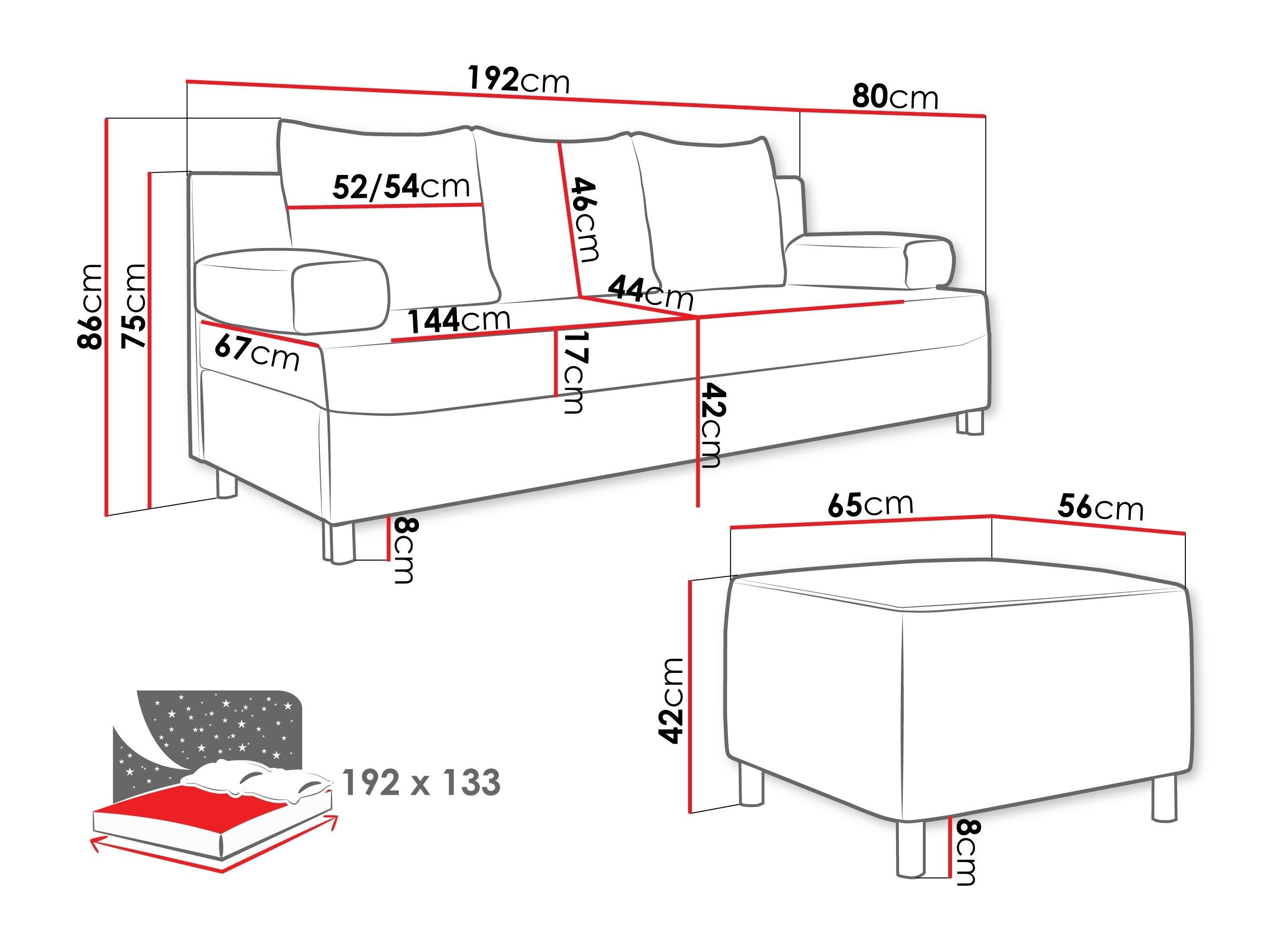 Polstermöbel-Set Comfivo Artes (Alova 36 + Alova 07)