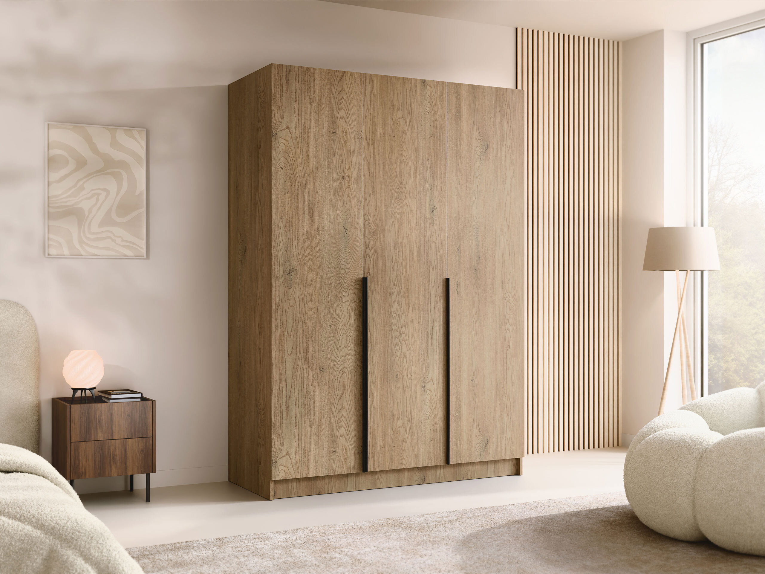 Kleiderschrank Closico Decoron I (Helles Holz + Schwarz)