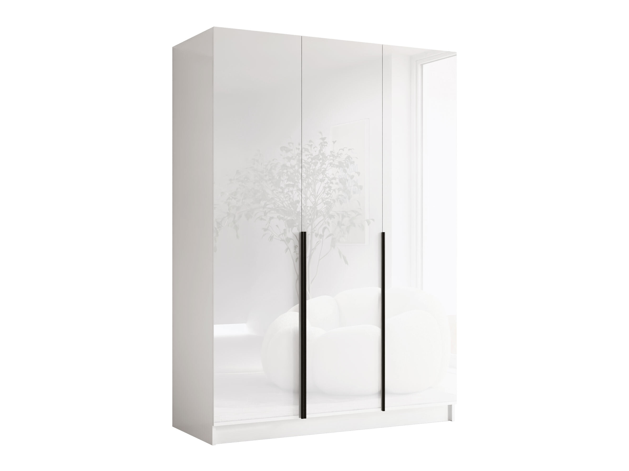 Kleiderschrank Closico Decoron I (Weiß glänzend + Schwarz)
