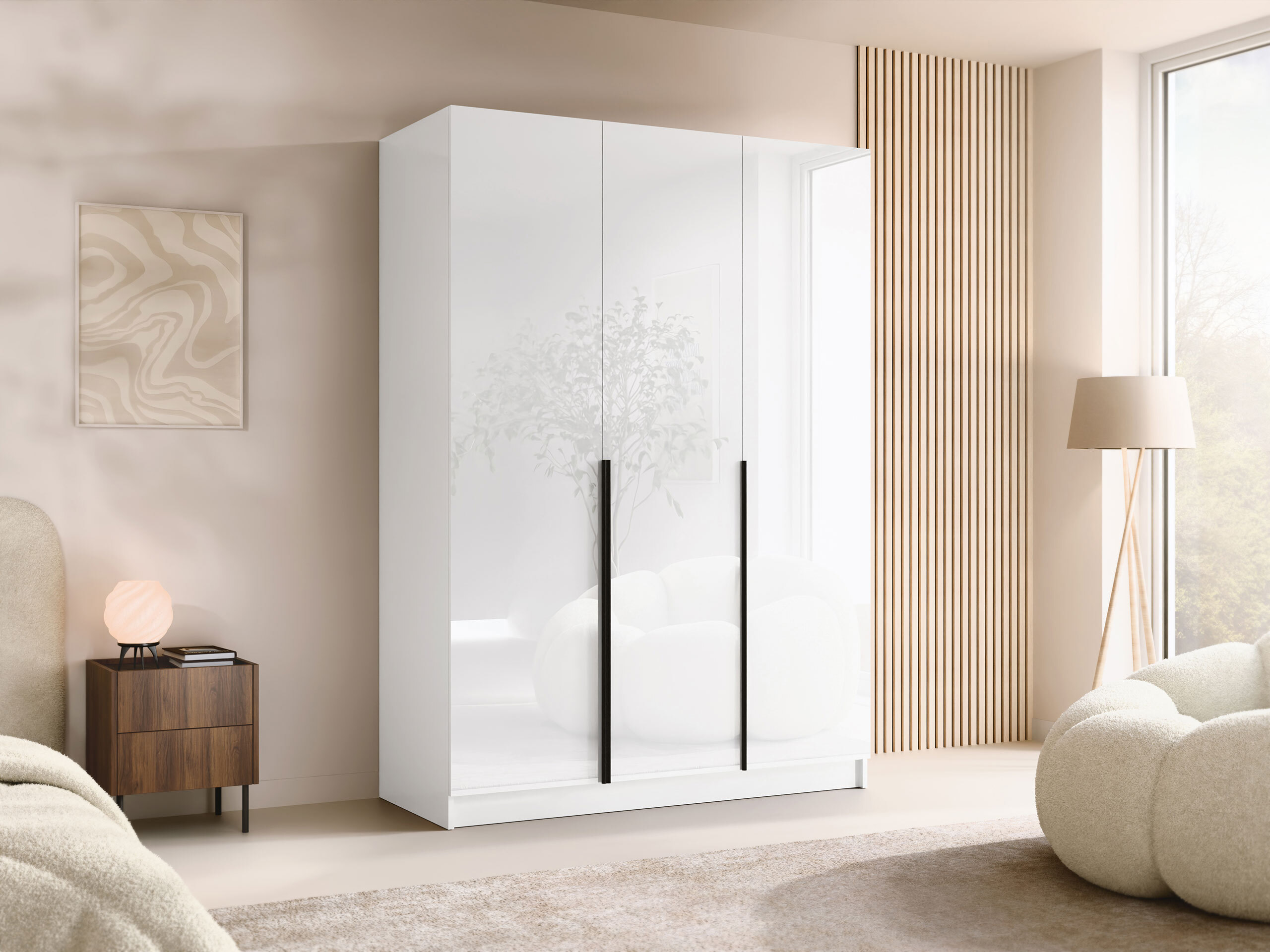 Kleiderschrank Closico Decoron I (Weiß + Weiß glänzend)