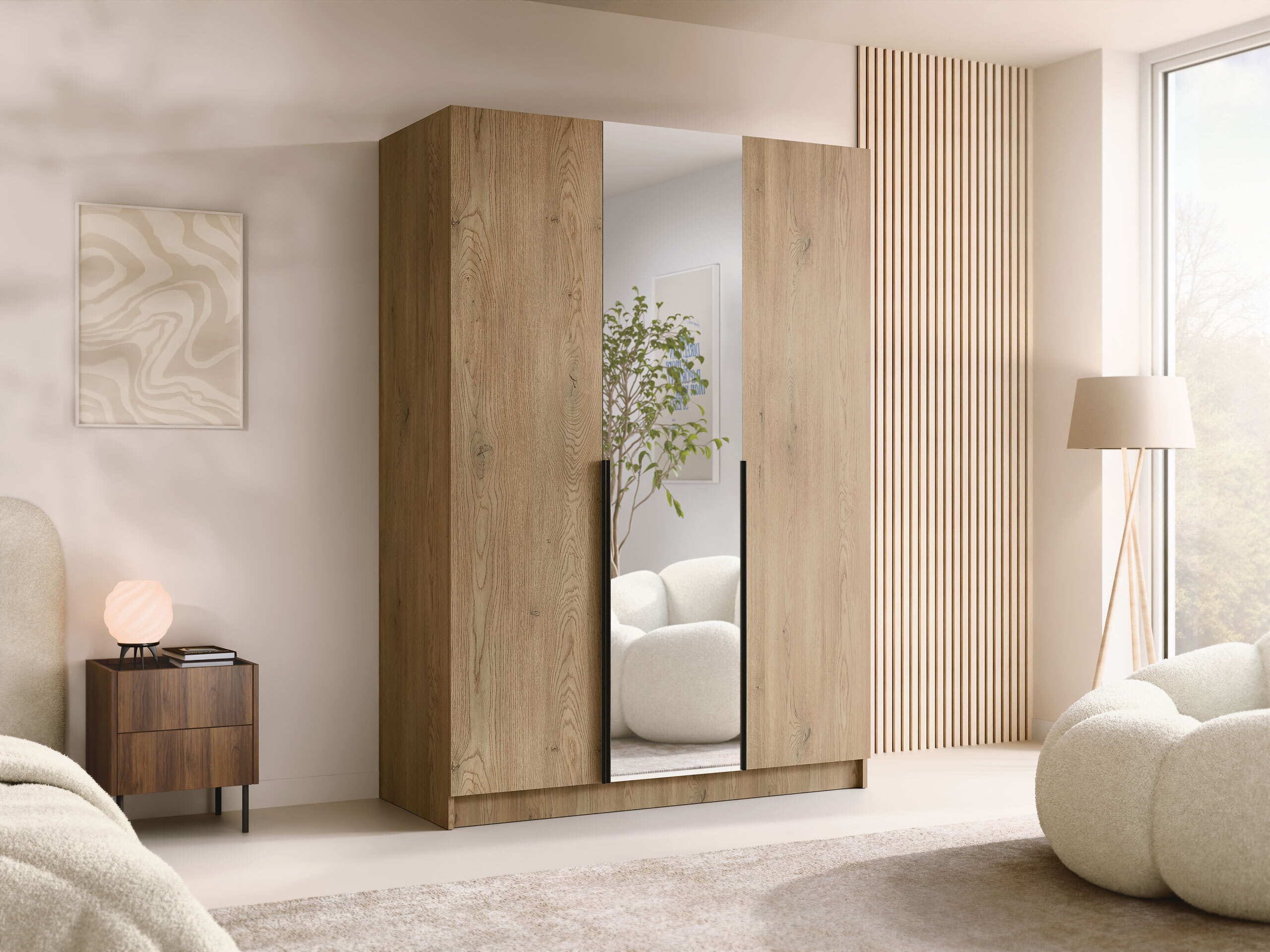 Kleiderschrank Closico Decoron II (Helles Holz + Schwarz)