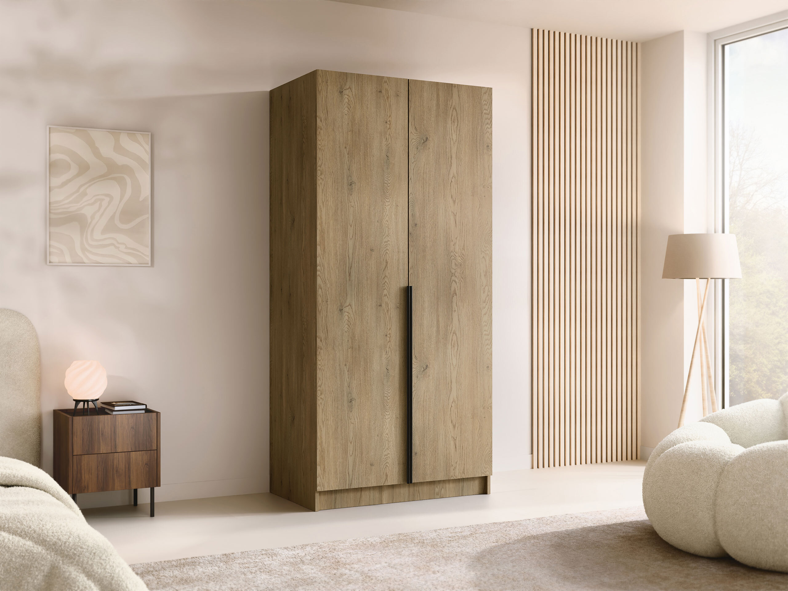 Kleiderschrank Closico Staton I (Lighholz + Schwarz)