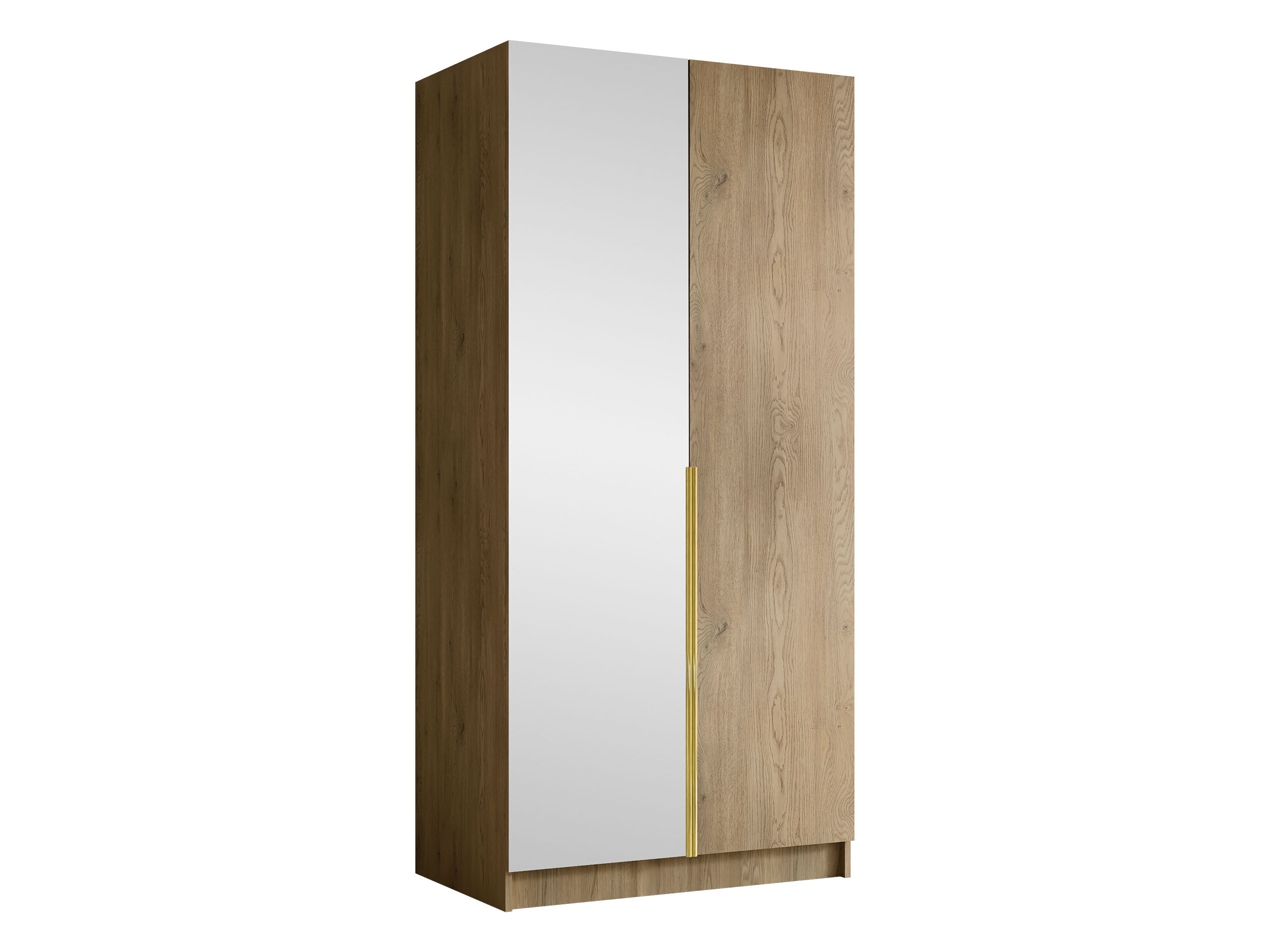 Kleiderschrank Closico Staton II (Helles Holz + Gold)