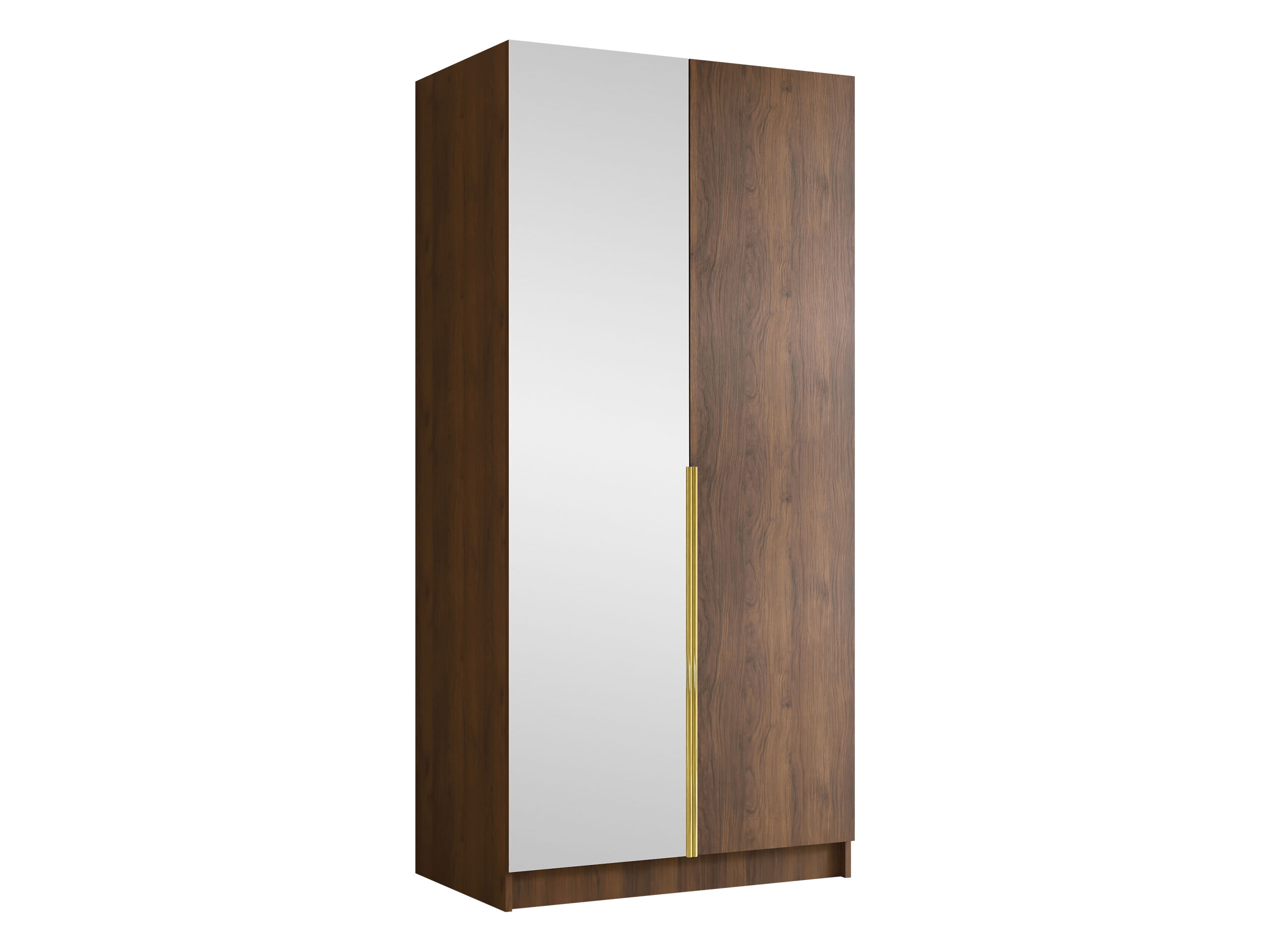 Kleiderschrank Closico Staton II (Walnussholzoptik + Gold)